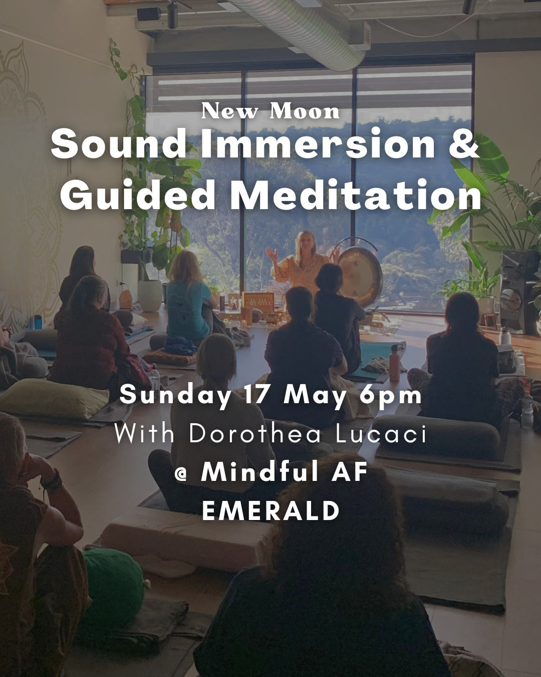Dorothea Lucaci Facebook ad: EMERALD (Vic): New Moon Sound Immersion & Guided Meditation