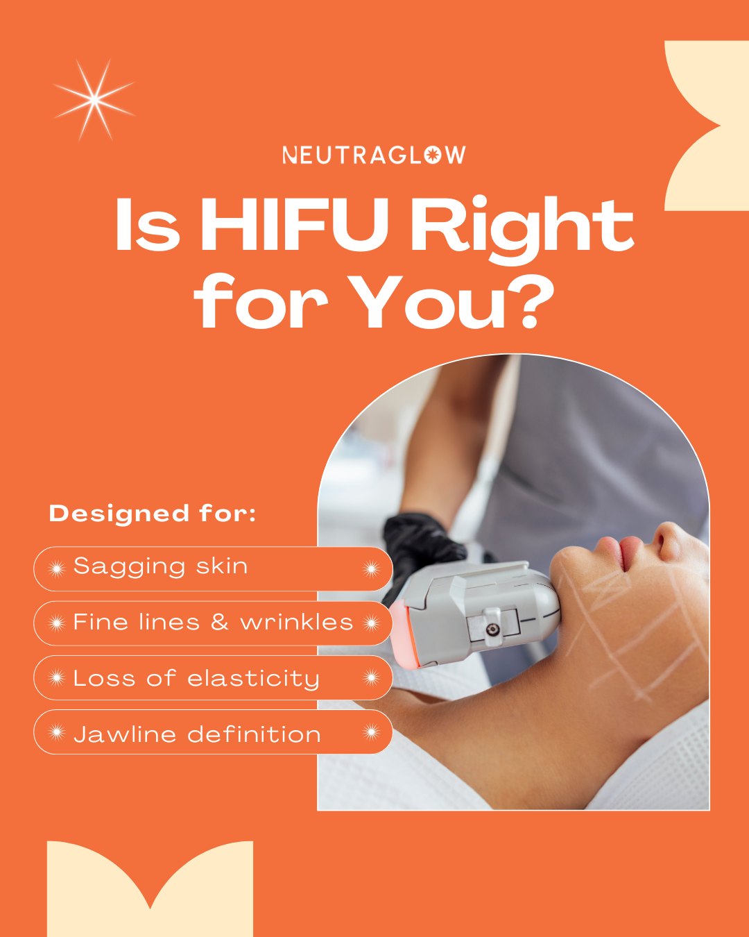 Neutraglow Aesthetic Center Facebook ad: Wondering if HIFU is the right choice for…