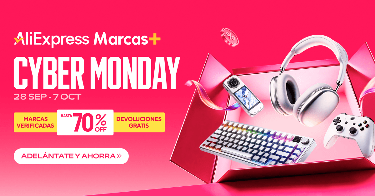 AliExpress Facebook ad: Cyber Monday: hasta 70% OFF ya