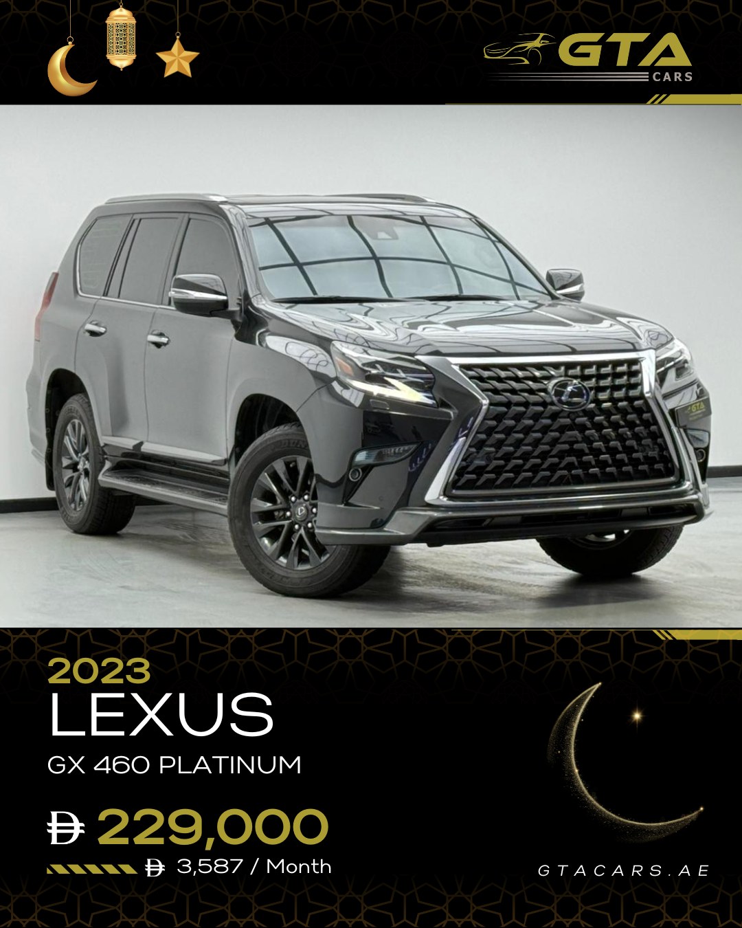 GTA Cars Facebook ad: 2023 Lexus GX 460 Platinum, 4.6L V8 Petrol,292…