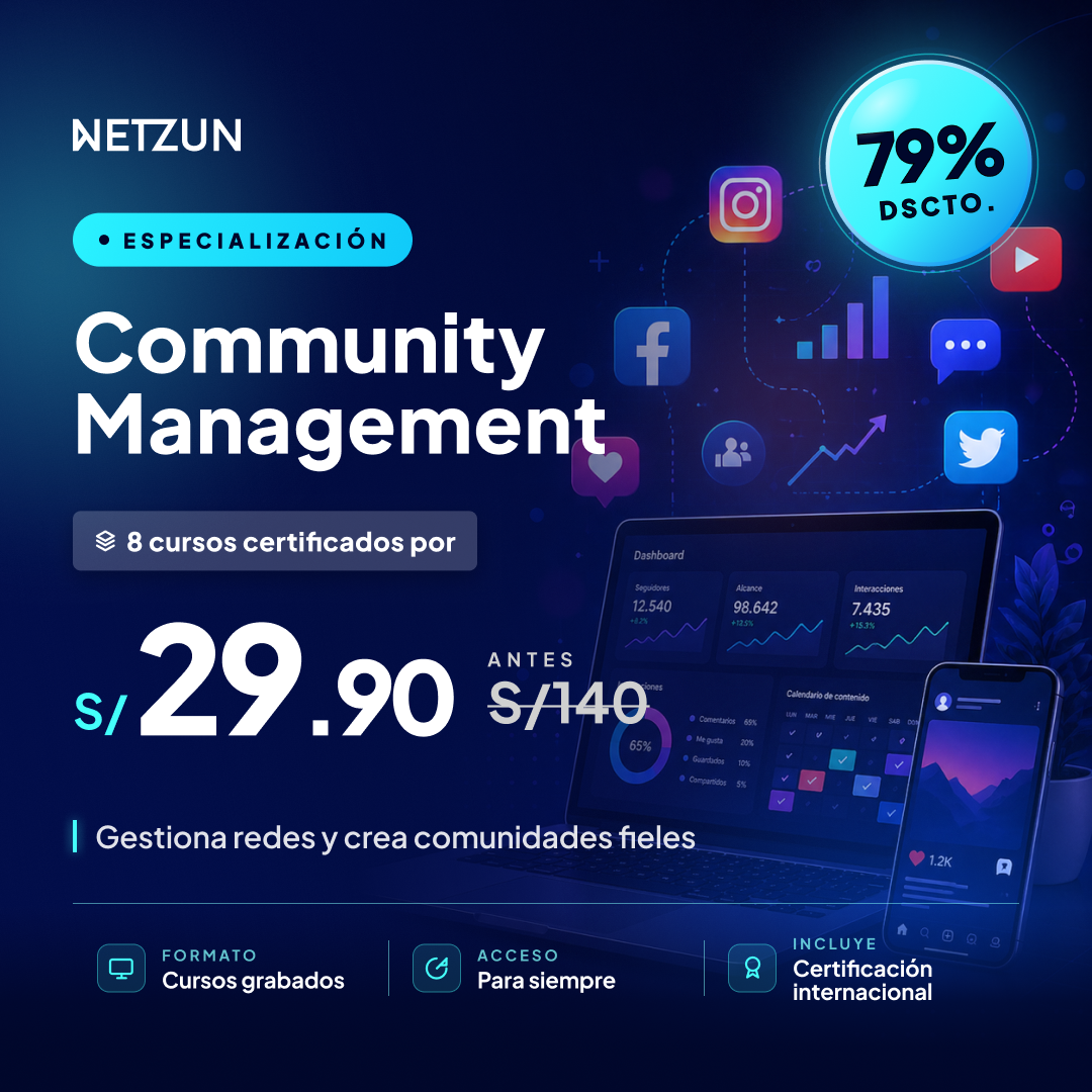 Netzun Facebook ad: Especialización en Community Management