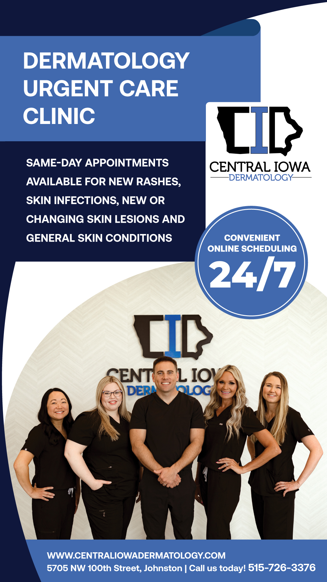 Central Iowa Dermatology Facebook ad: Same-Day Appointments Available