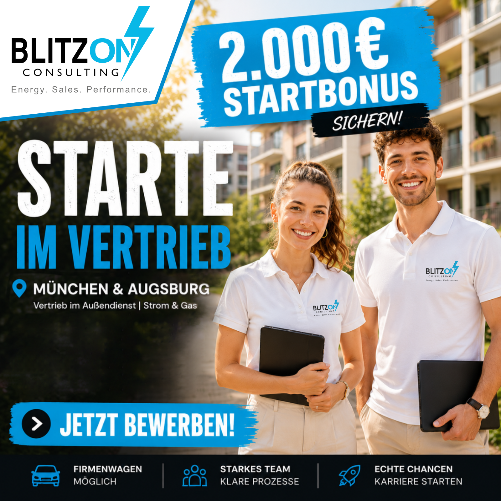 BlitzON Consulting OHG Facebook ad: Starte im Vertrieb mit 2.000 € Bonus