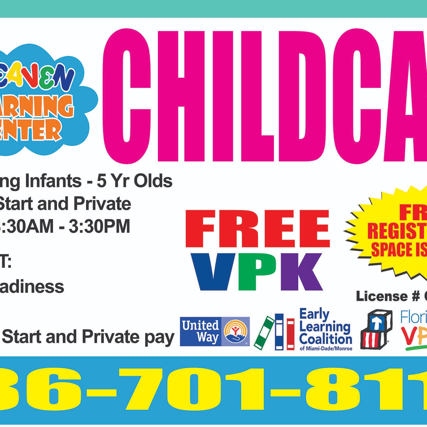 7 Heaven Learning Center Facebook ad: NOW ENROLLING!