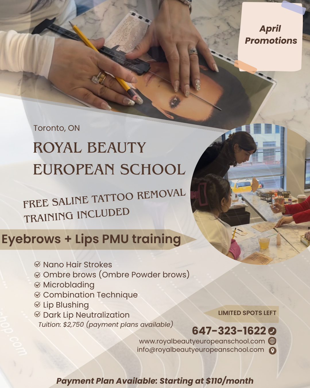 Royal Beauty European School Facebook ad: Become a Certified PMU Artist in Just 6…