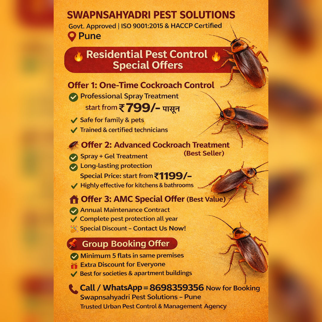 Swapnsahyadri Pest Solutions Facebook ad: Professional Cockroach Control