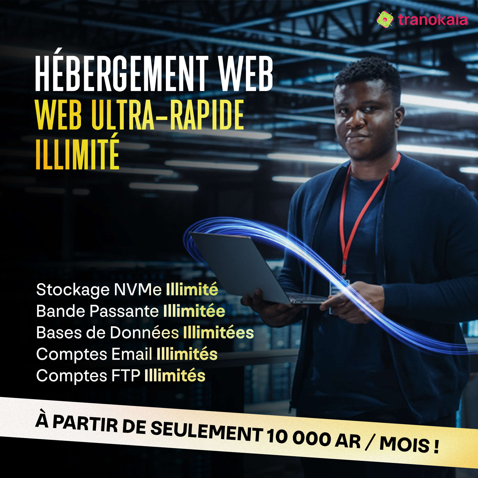 Tranokala Facebook ad: Hébergement Site Web Professionnel - Tranokala