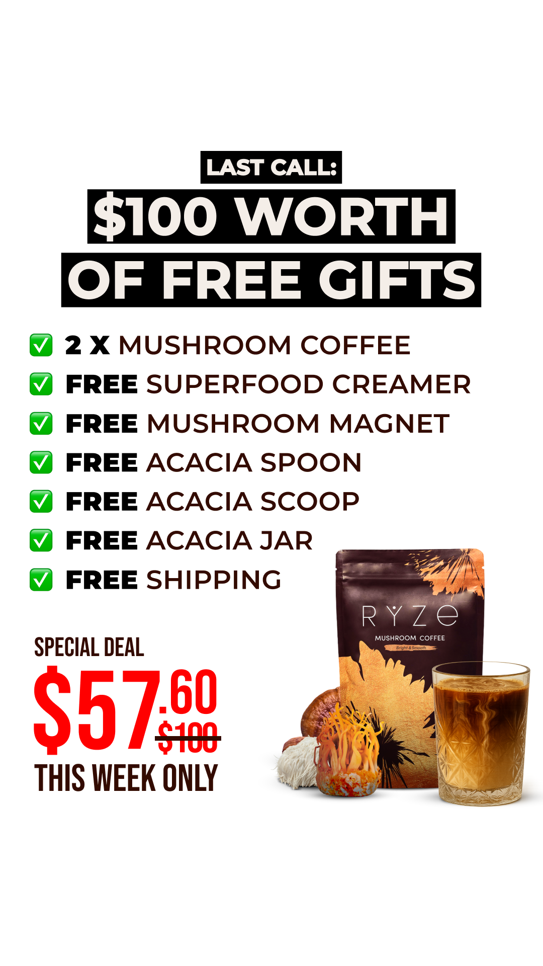 RYZE Superfoods Facebook ad