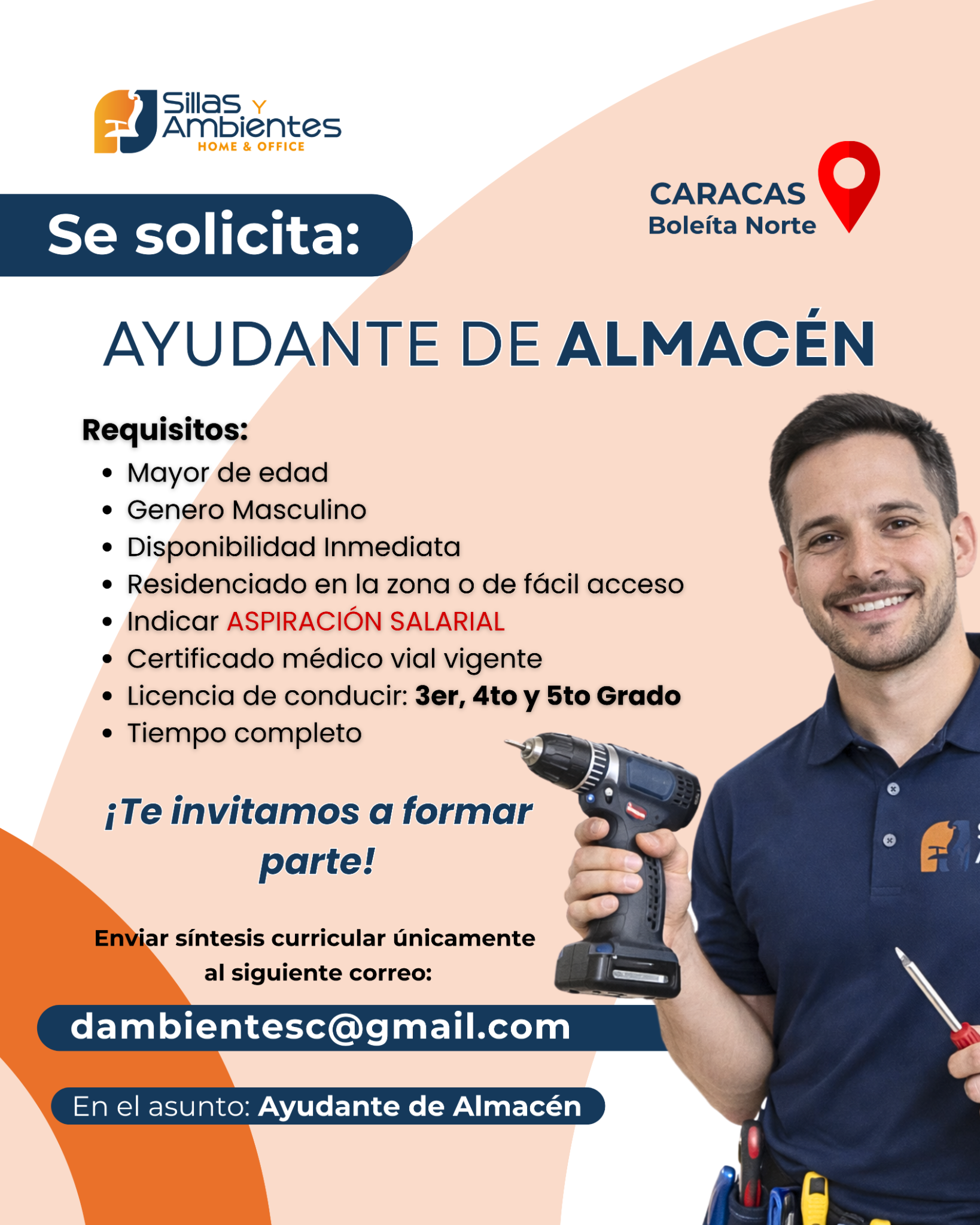 D Ambientes Home & Office Facebook ad: Oportunidad Laboral: Ayudante de Almacén