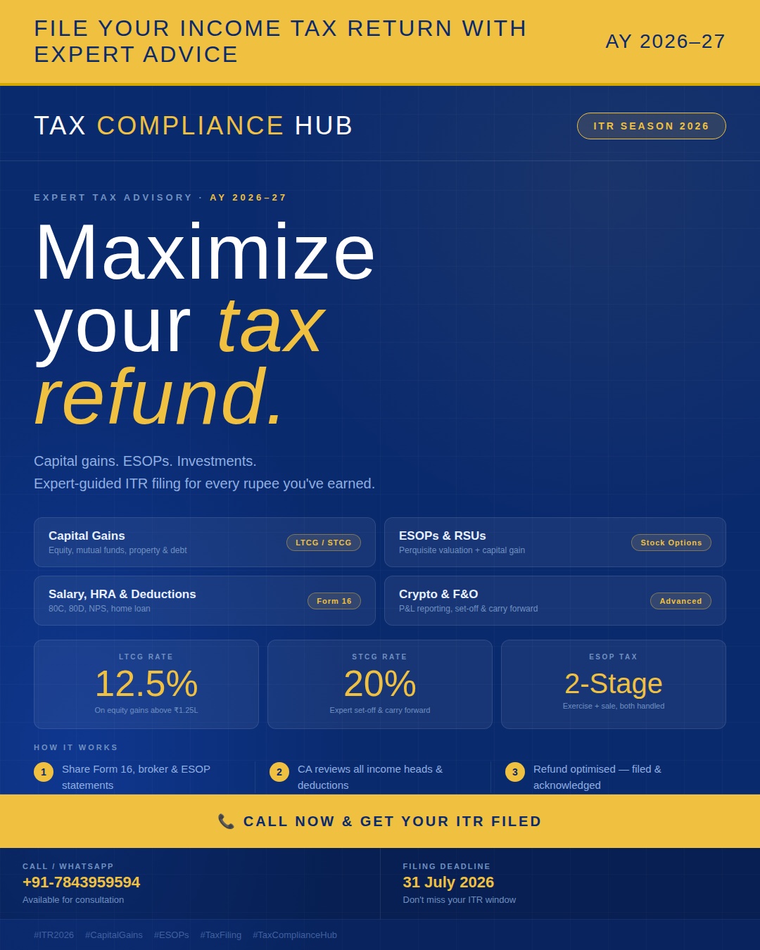 Tax Compliance Hub Facebook ad: Your salary slip deserves a CA, not just…
