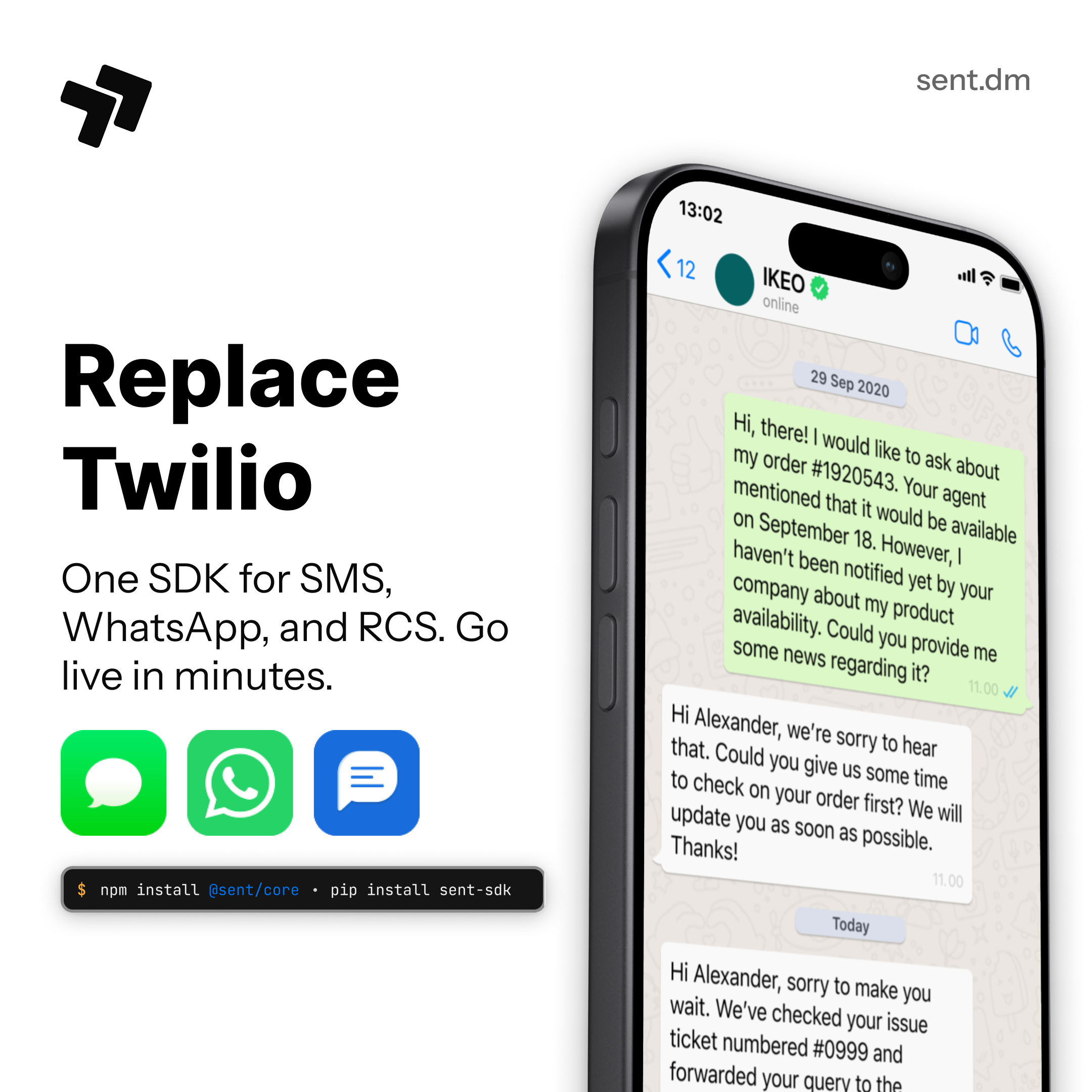Sent.dm Facebook ad: Twilio's Loss, Your Gain