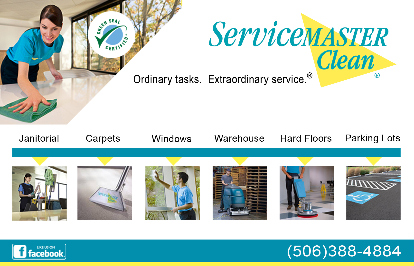 ServiceMaster Clean Moncton Facebook ad: At ServiceMaster Clean, we work with our customers…