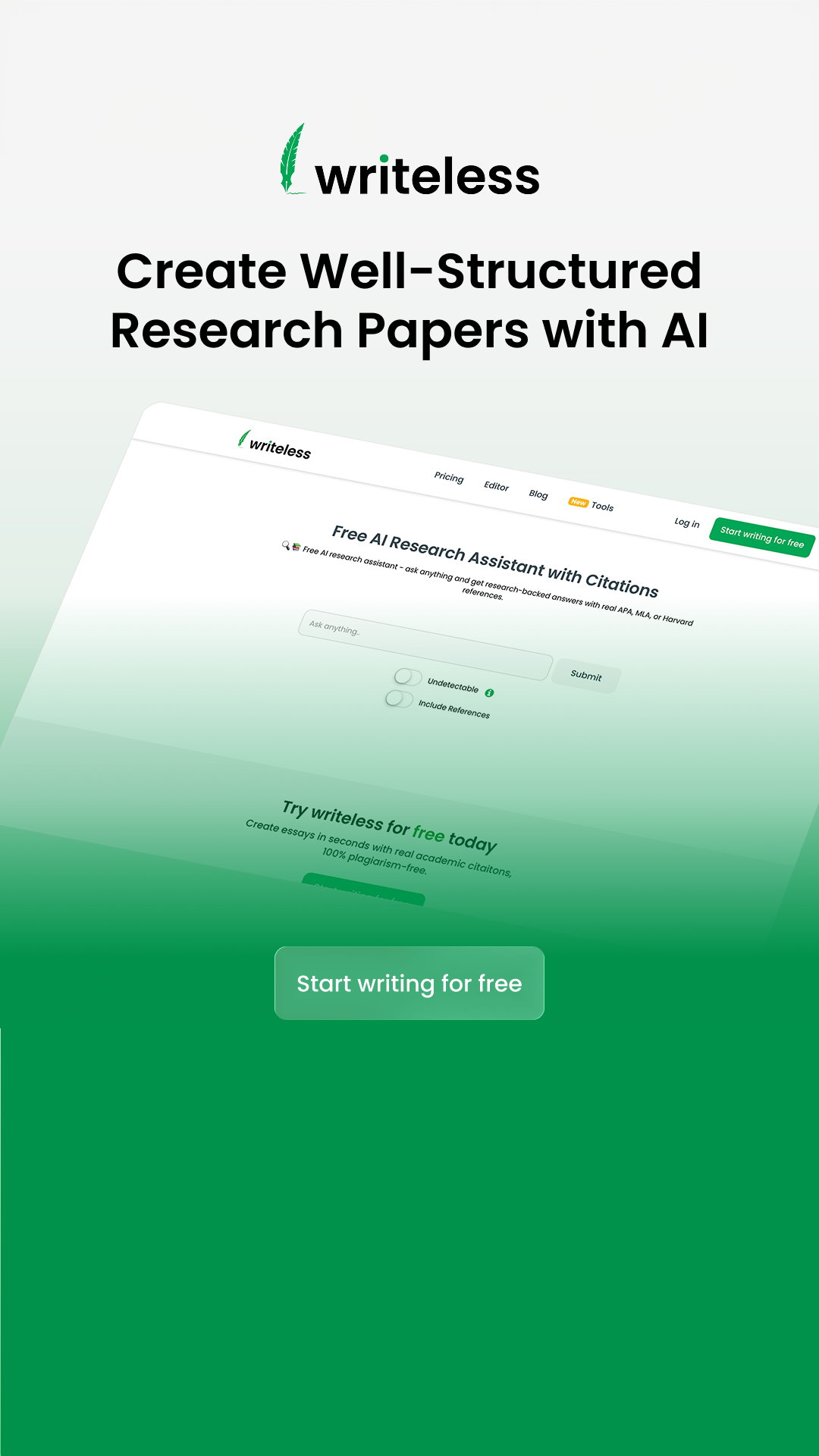 Writeless AI Facebook ad