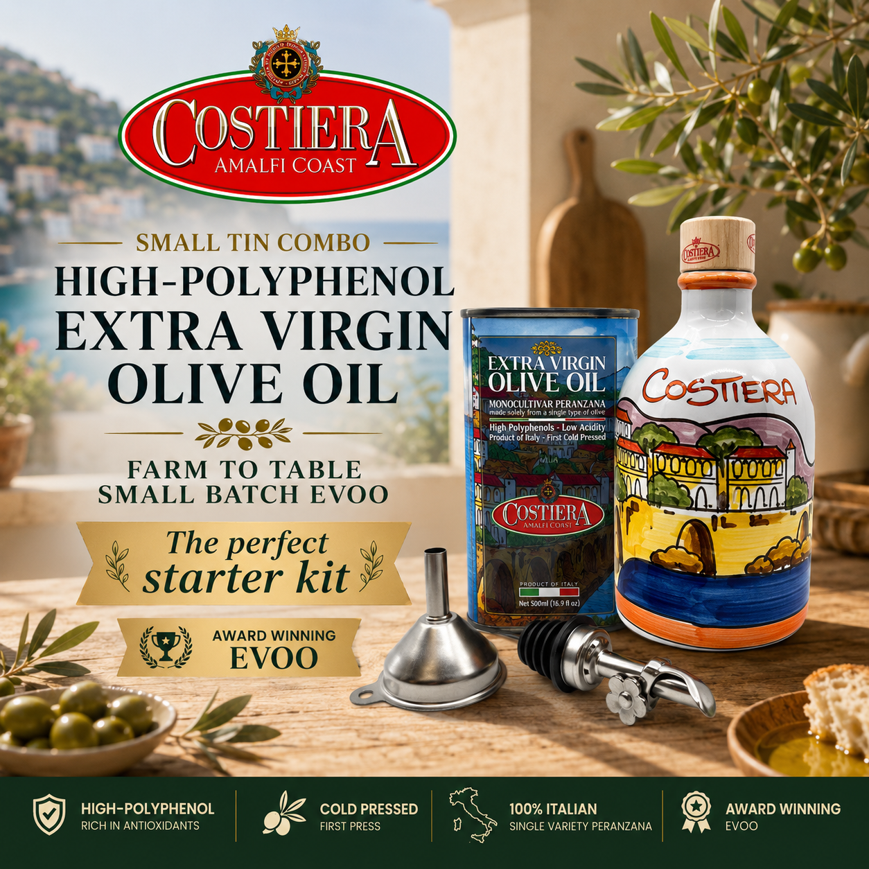 Costiera Facebook ad: The Perfect Starter Kit for Olive Oil Lovers