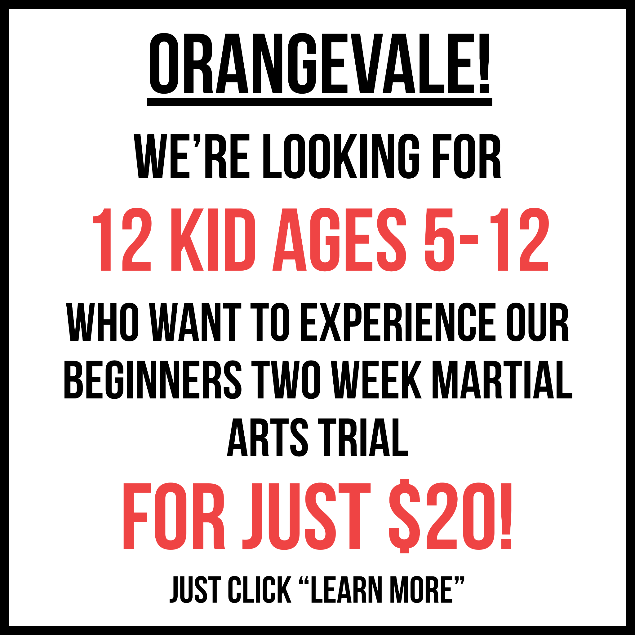 Orangevale Academy - Family Taekwondo Facebook ad