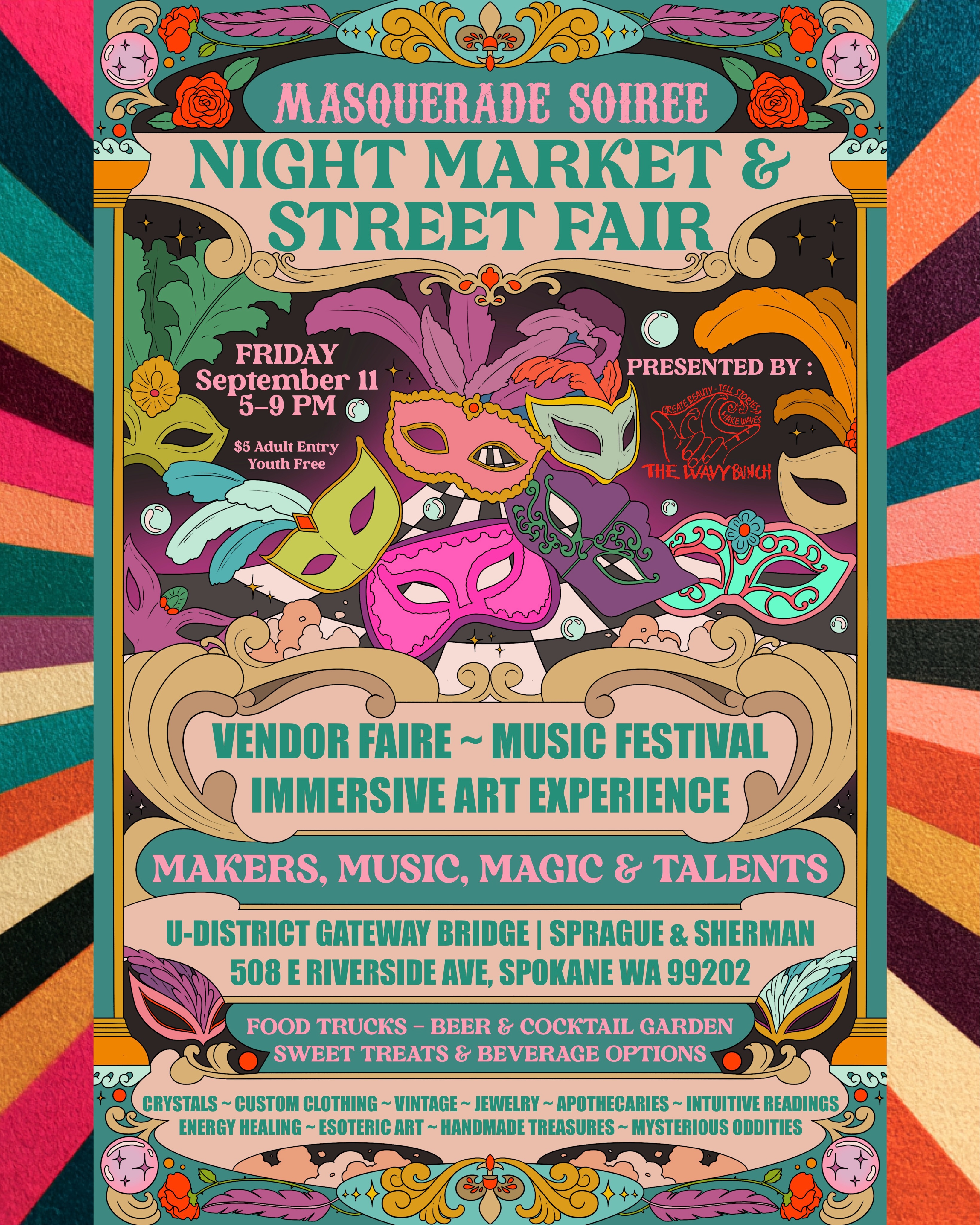 Spokane NIGHT MARKET & Street Fair Facebook ad: Spokane NIGHT MARKET & Street Fair-Masquerade Soirée…