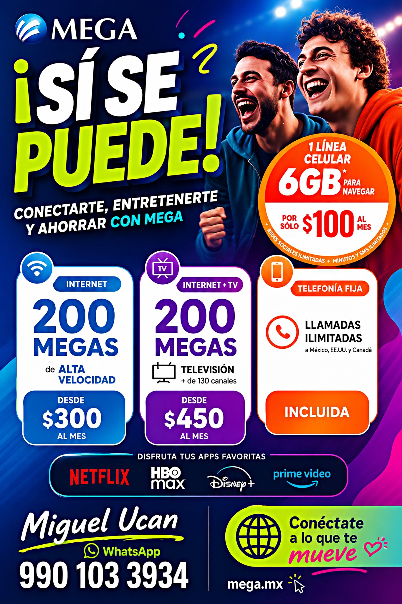 Megacable MX Facebook ad: Tu ejecutivo de Megacable en Mérida.