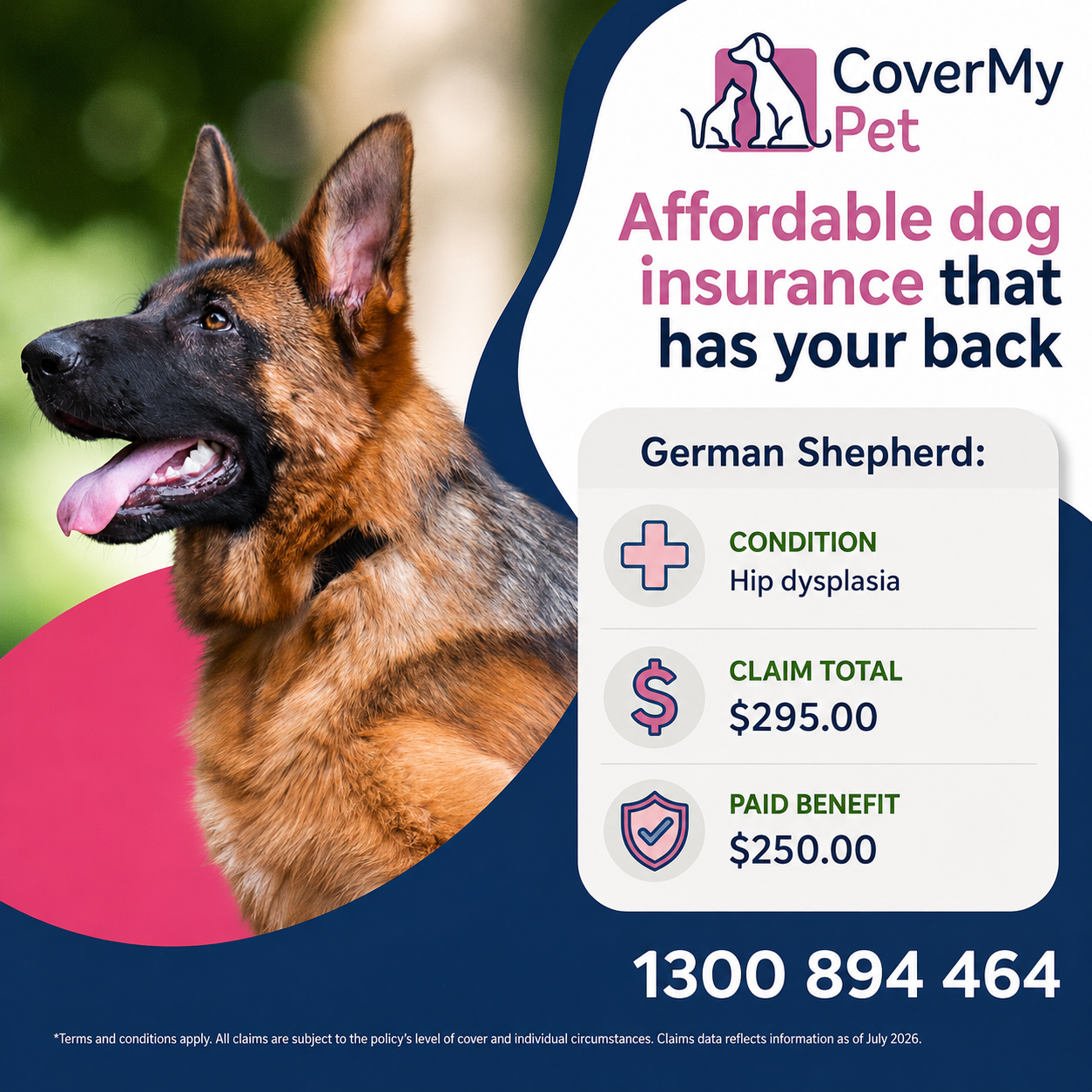 CoverMy Pet Australia Facebook ad: Save more over your pup's lifetime & choose CoverMy Pet…