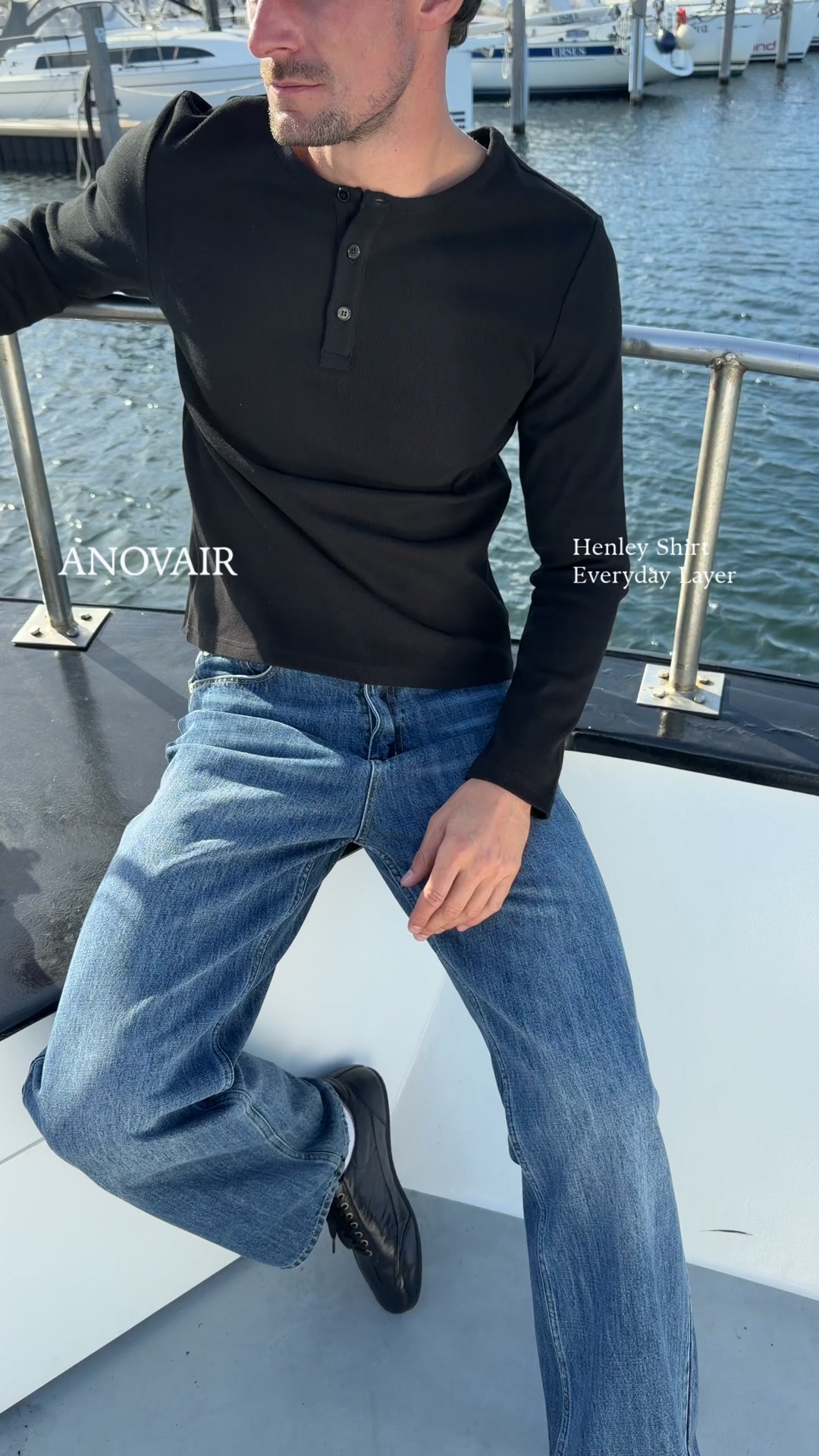 Anovair Facebook ad: Bestselling Henley Shirts, Buy 3 & Save 25%