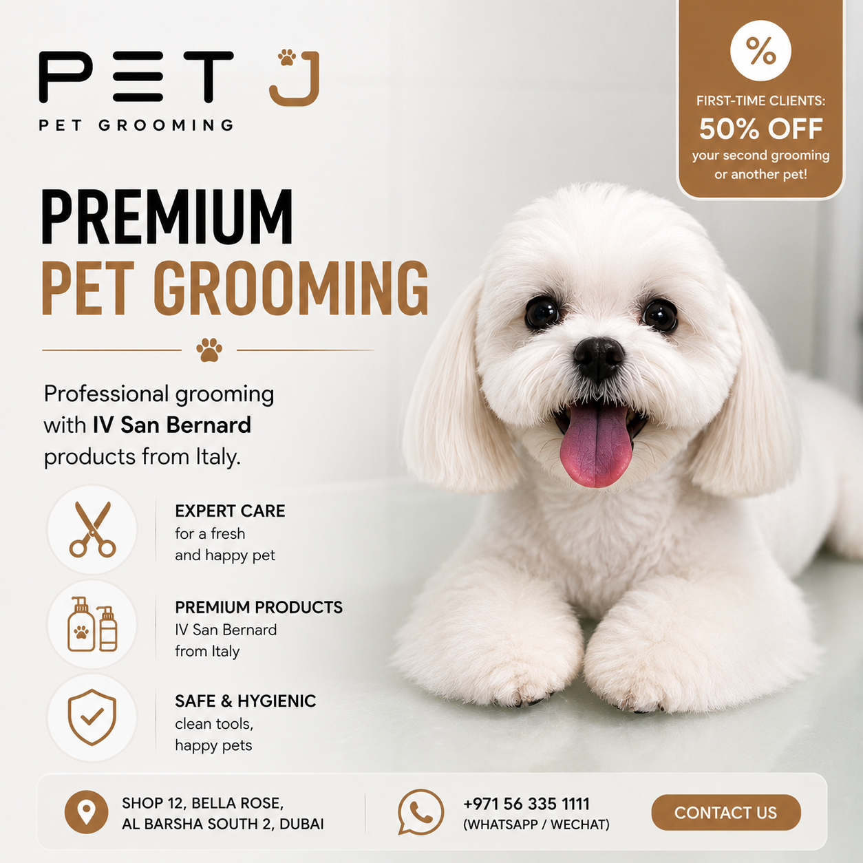 PET J Dubai Facebook ad: TRUSTED DOG BOARDING IN DUBAI