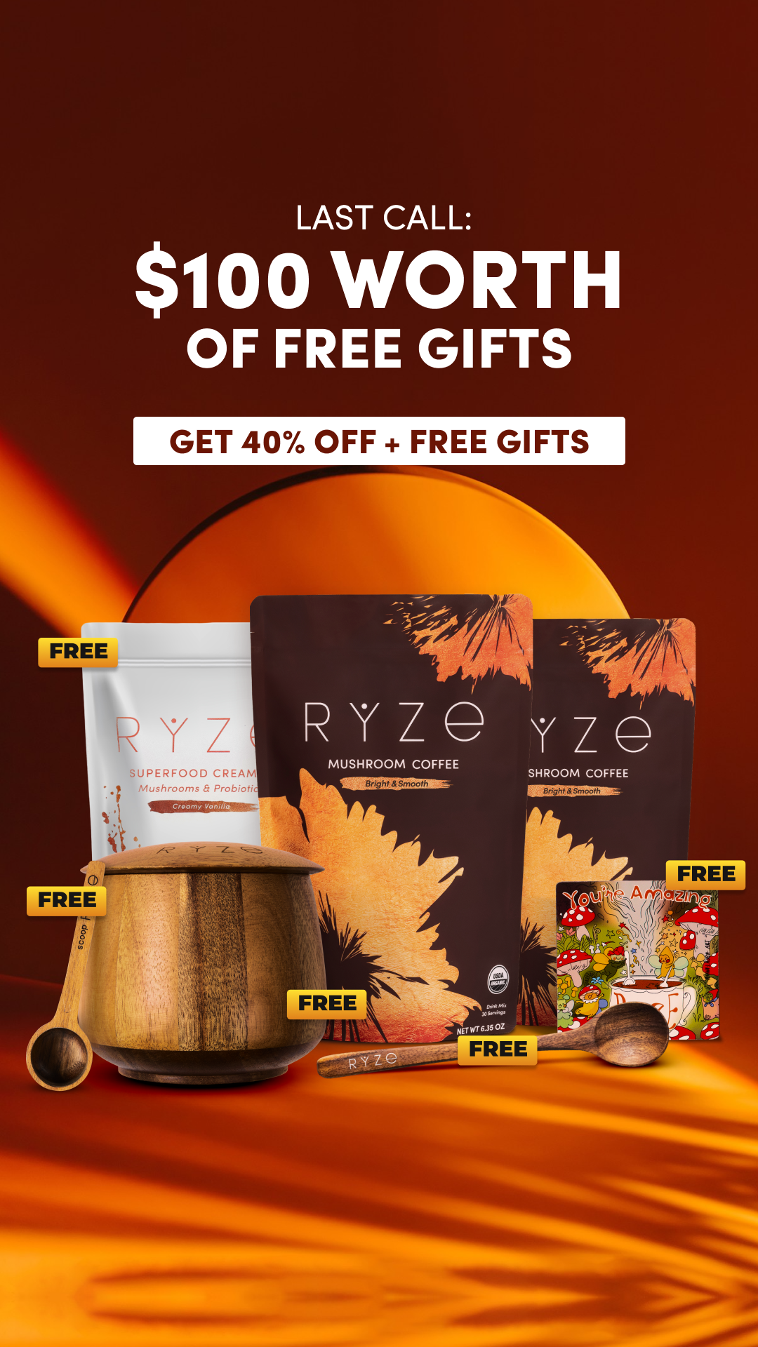 RYZE Superfoods Facebook ad