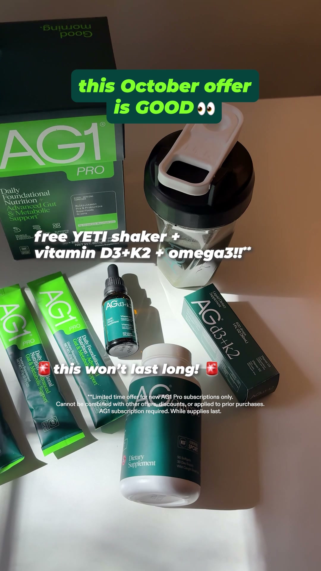 AG1 by Athletic Greens Facebook ad: Free $68 Gift With First Order**