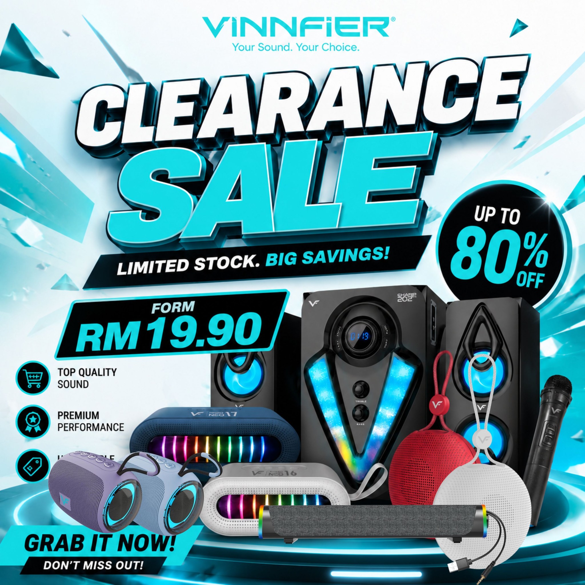 VINNFIER Facebook ad: Vinnfier Clearance Sale | Audio Deals & Speaker Offers