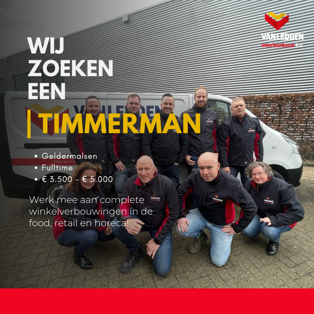 Werken bij Van Ledden Bouw Facebook ad: Vacature Timmerman (ZZP mogelijk)