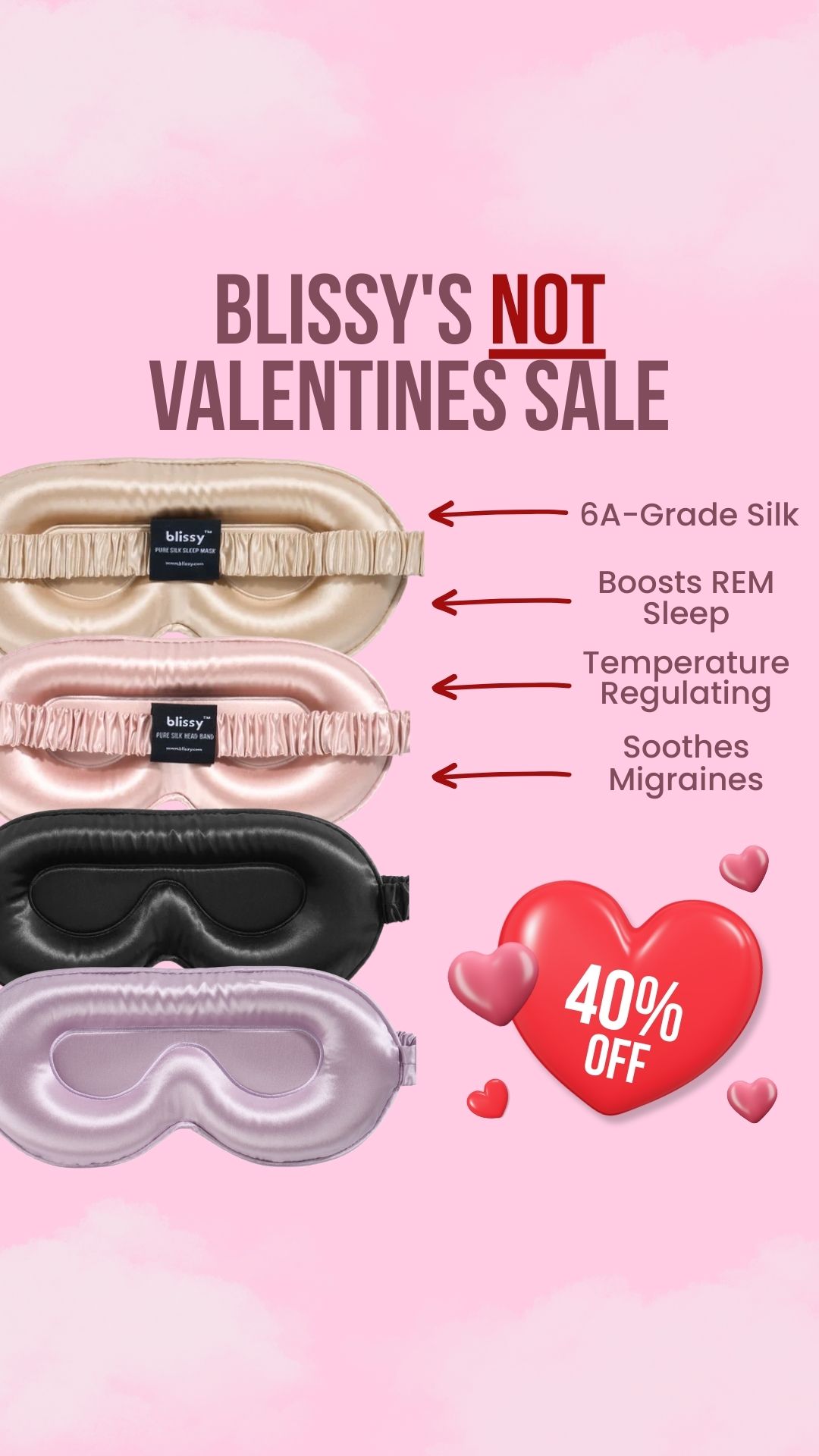Blissy Sleep Masks Facebook ad: 40% OFF Ends Soon!
