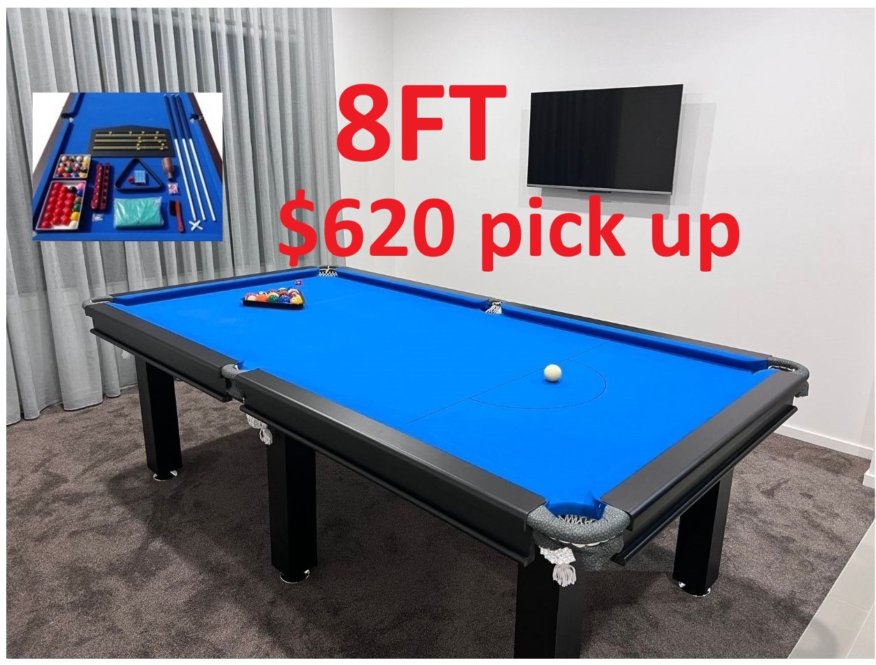 Sports K Facebook ad: Pool Tables, From $620