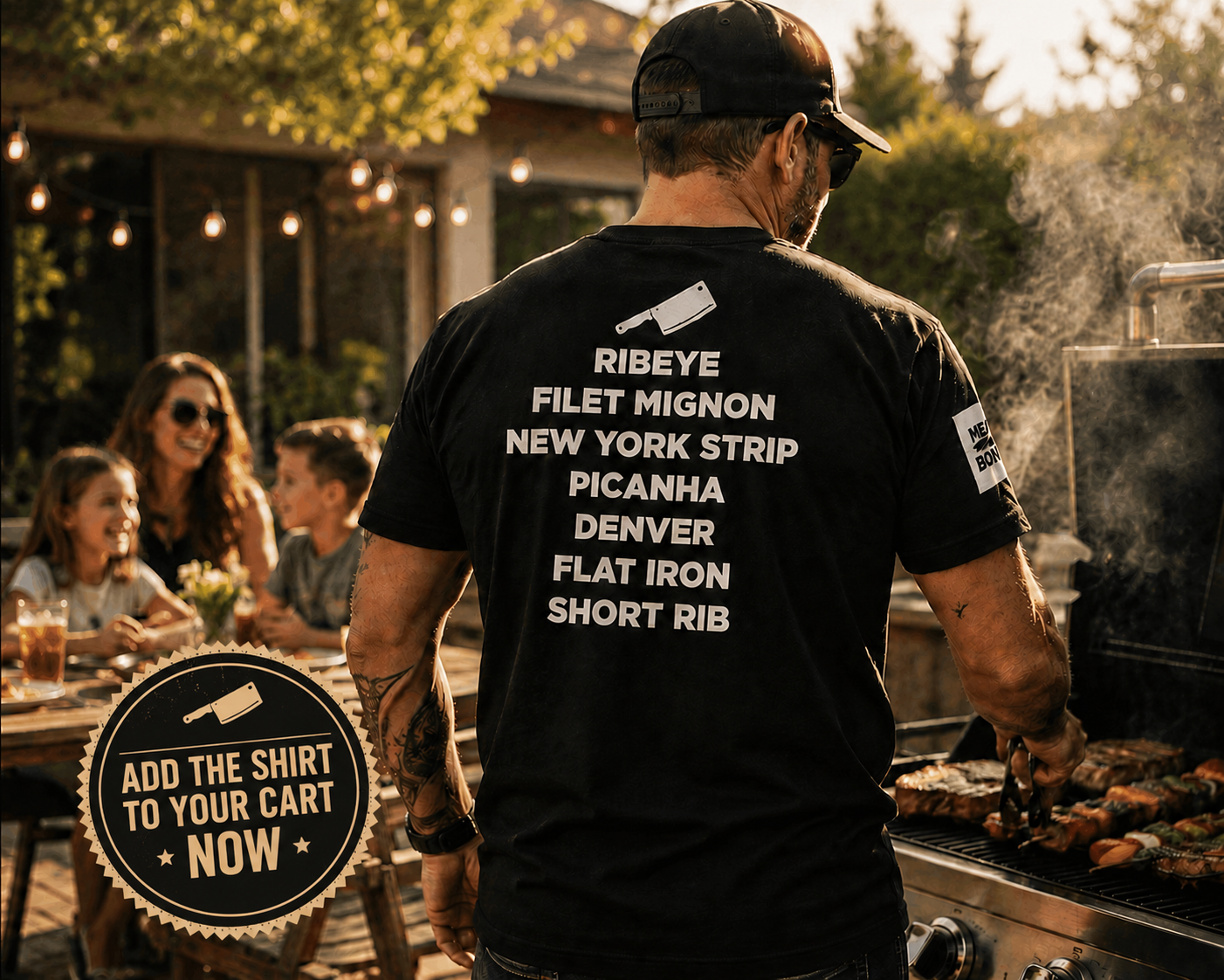Meat N' Bone Facebook ad: Free Grillmaster Shirt on Orders $250+, Code SHIRTFORDAD