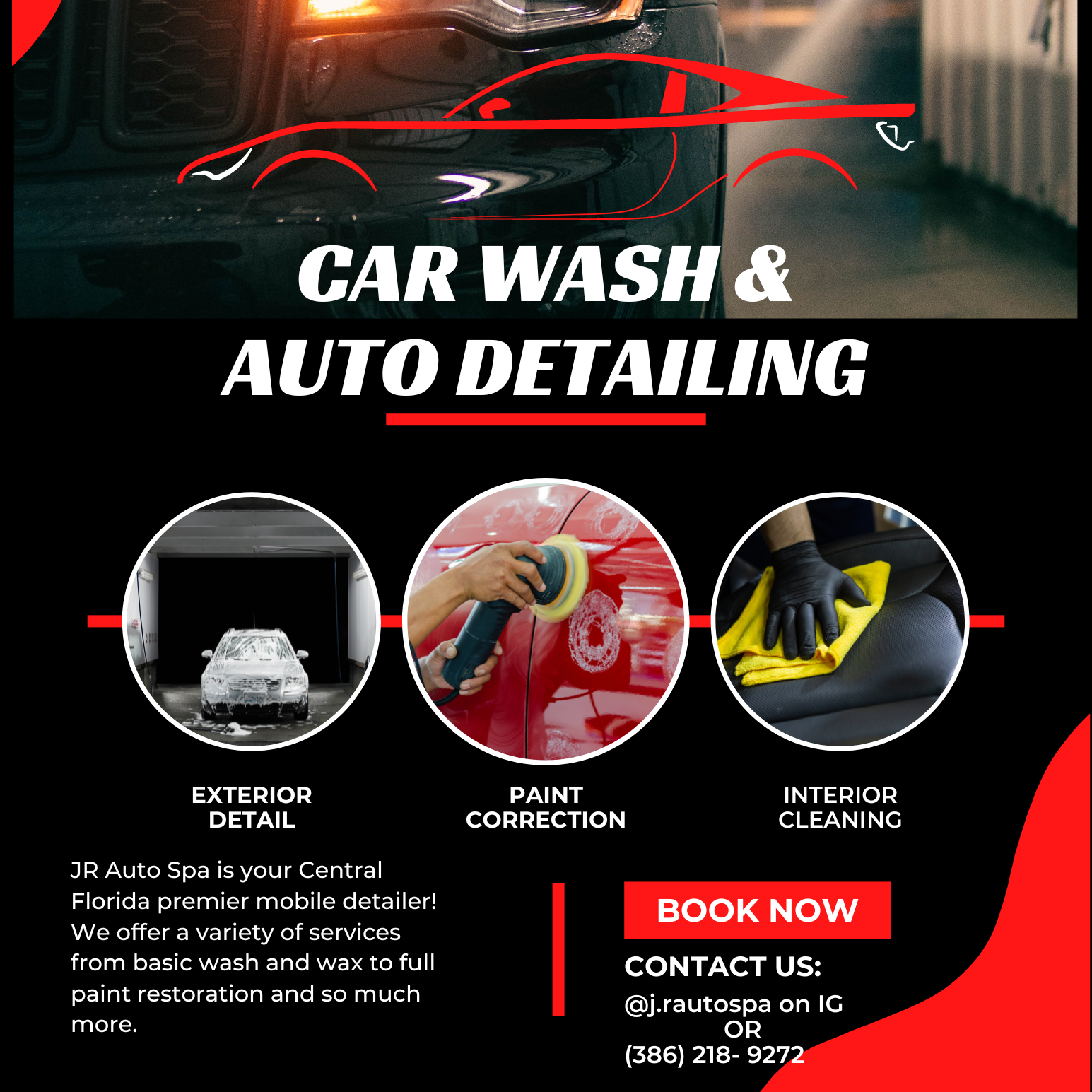 JR Auto Spa Facebook ad: **Revitalize Your Ride with Professional Car Detailing!**