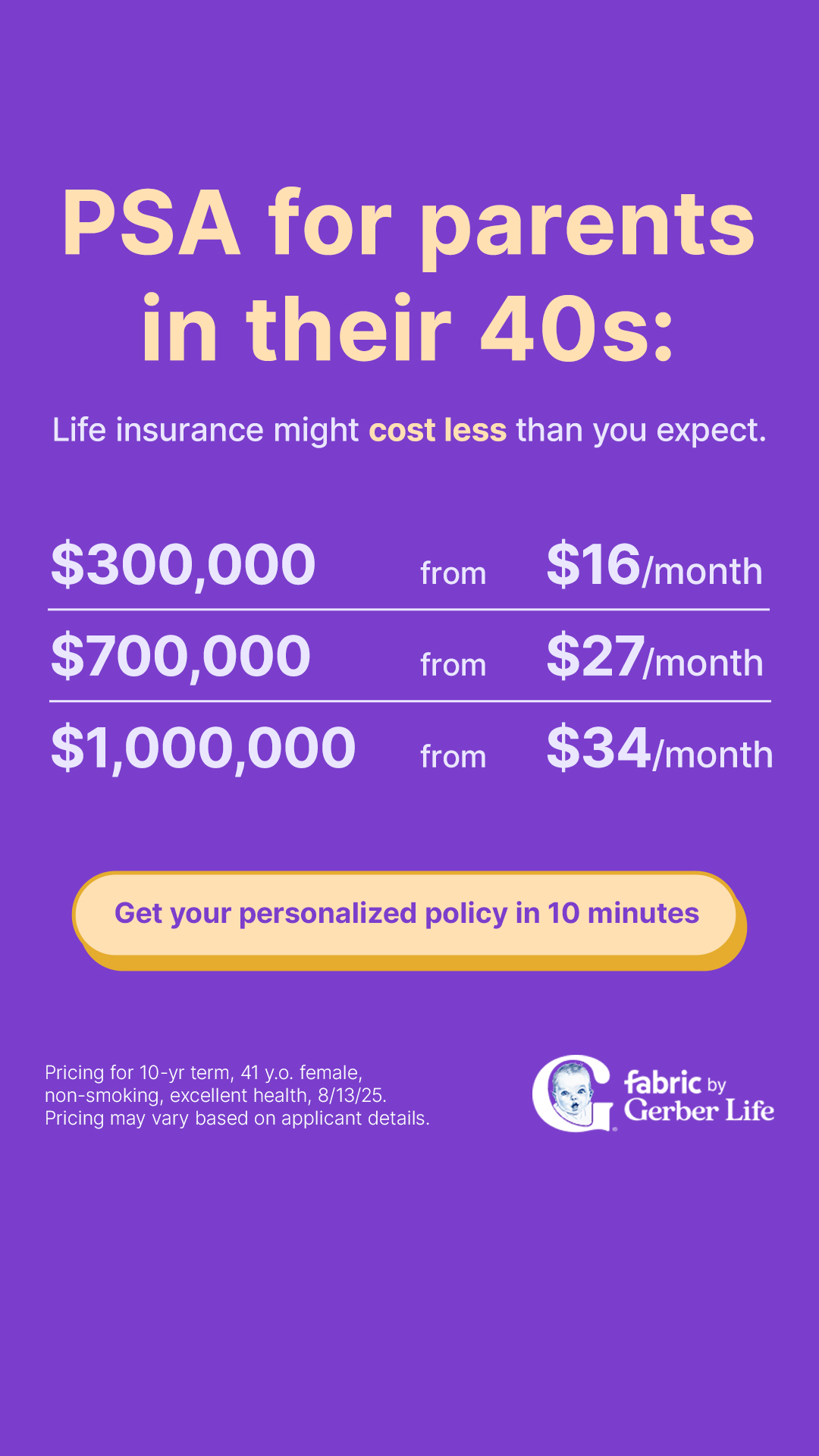 Fabric by Gerber Life Facebook ad