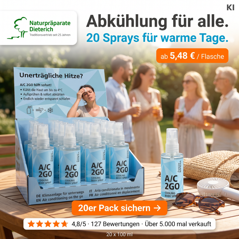 Naturpräparate Dieterich Facebook ad: Klimaanlage zum Mitnehmen