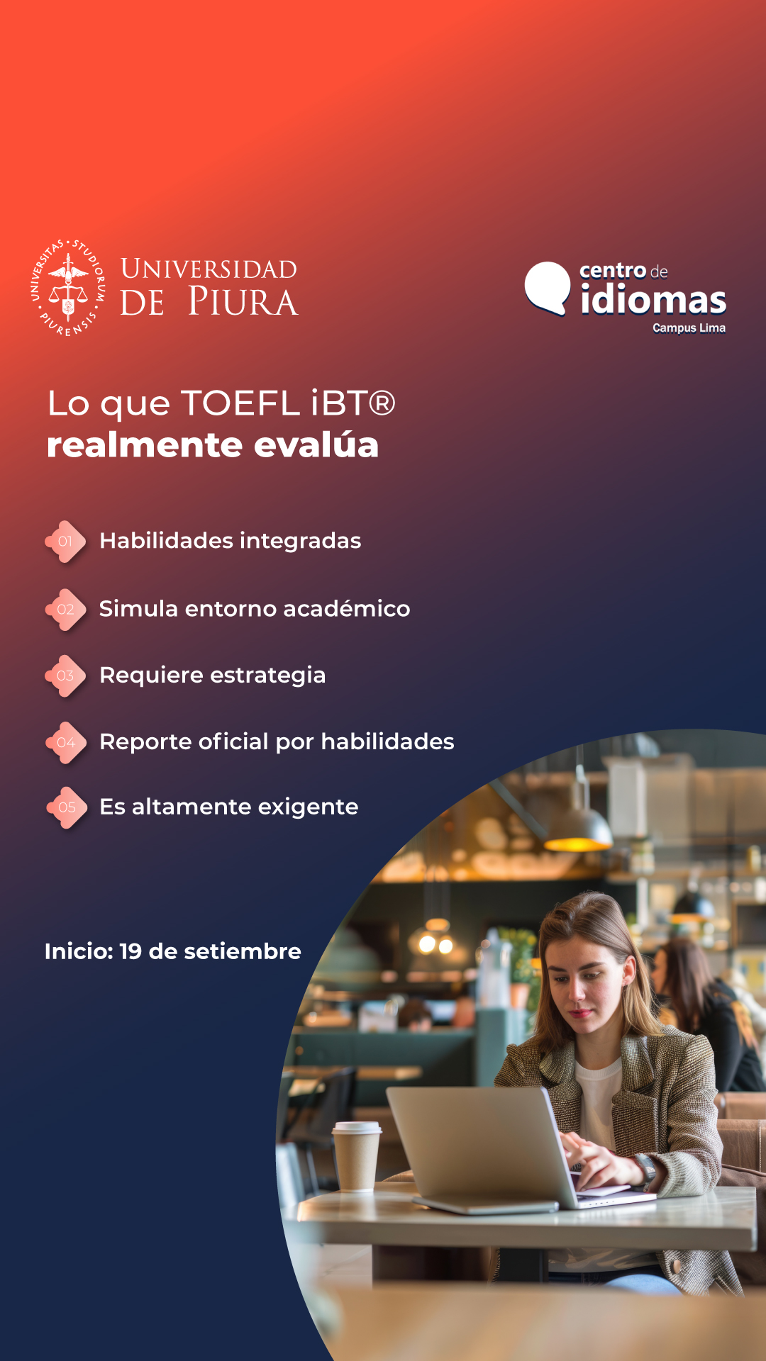 Centro de Idiomas UDEP Campus Lima Facebook ad: Acércate al puntaje que necesitas