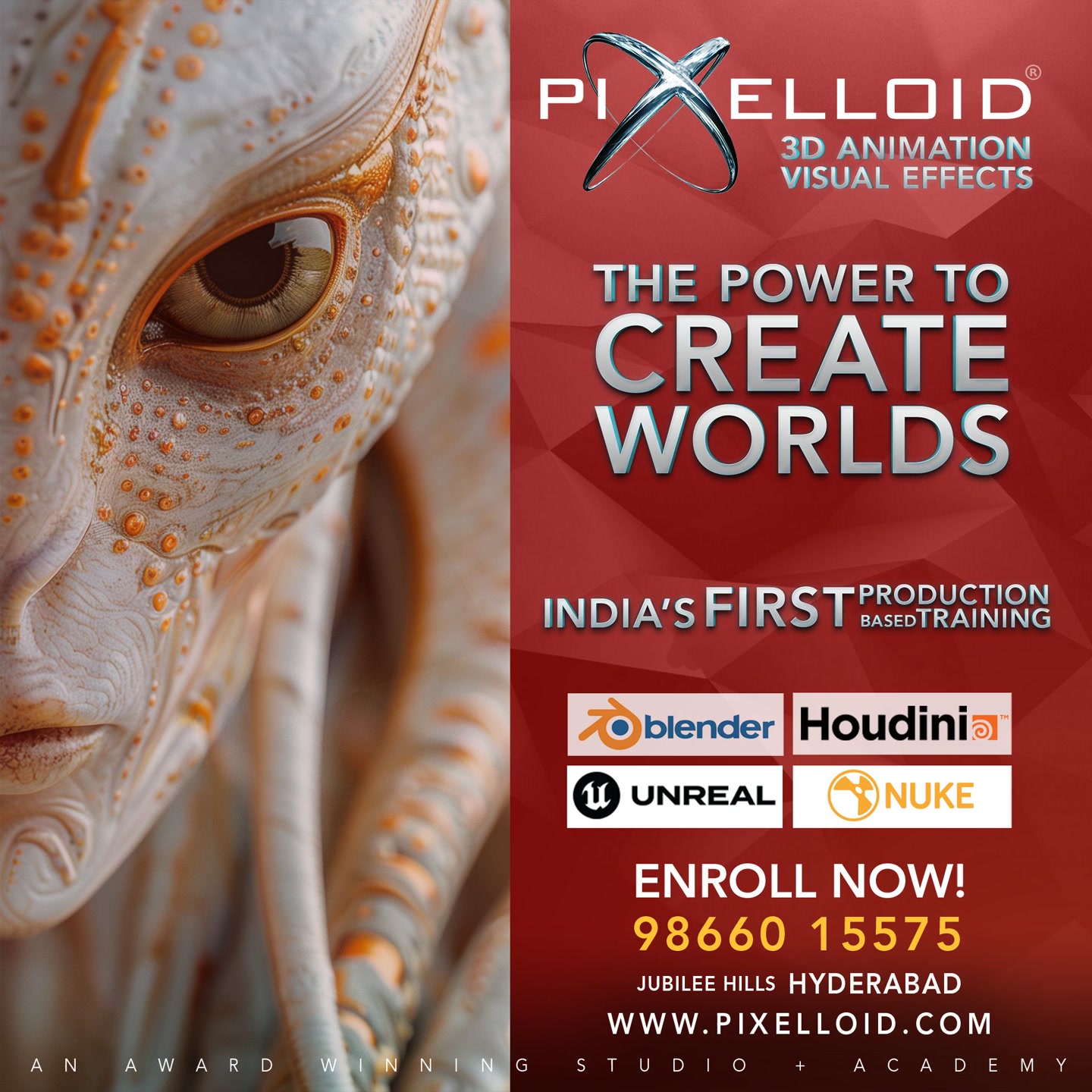 Pixelloid - Production based VFX School Facebook ad: Accelerate Your 3D & VFX Skills with AI…