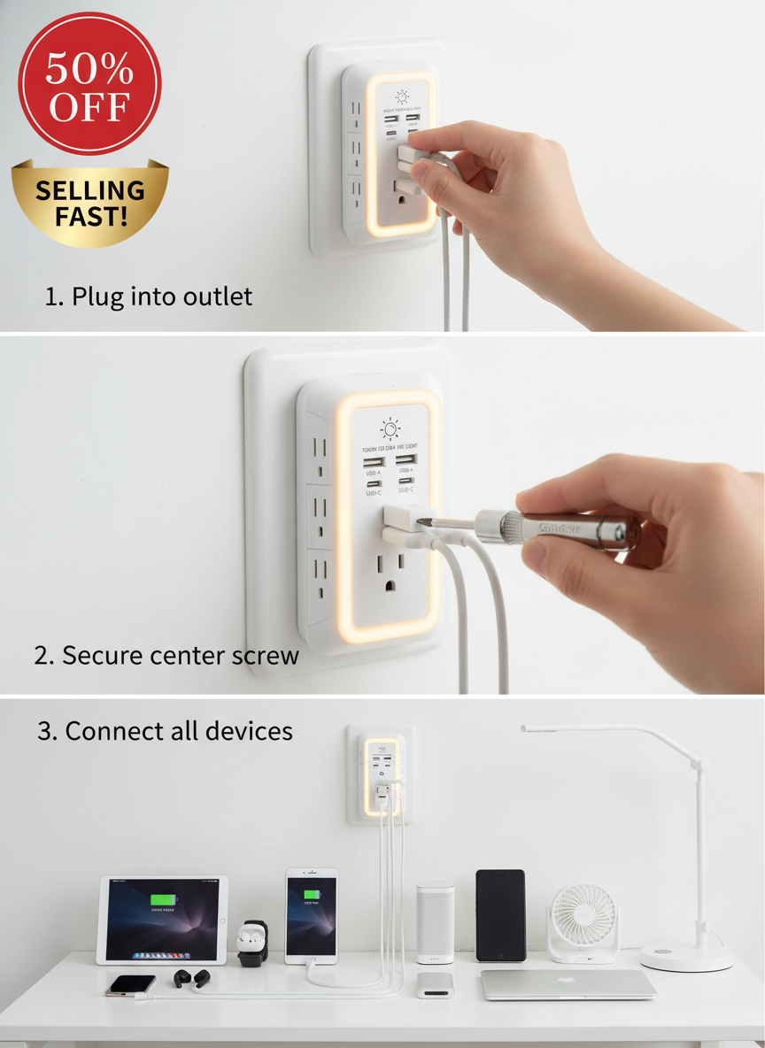 Jennie's Essential Select Facebook ad: Aless 10-in-1 ETL-Certified Surge Protector Power Outlet