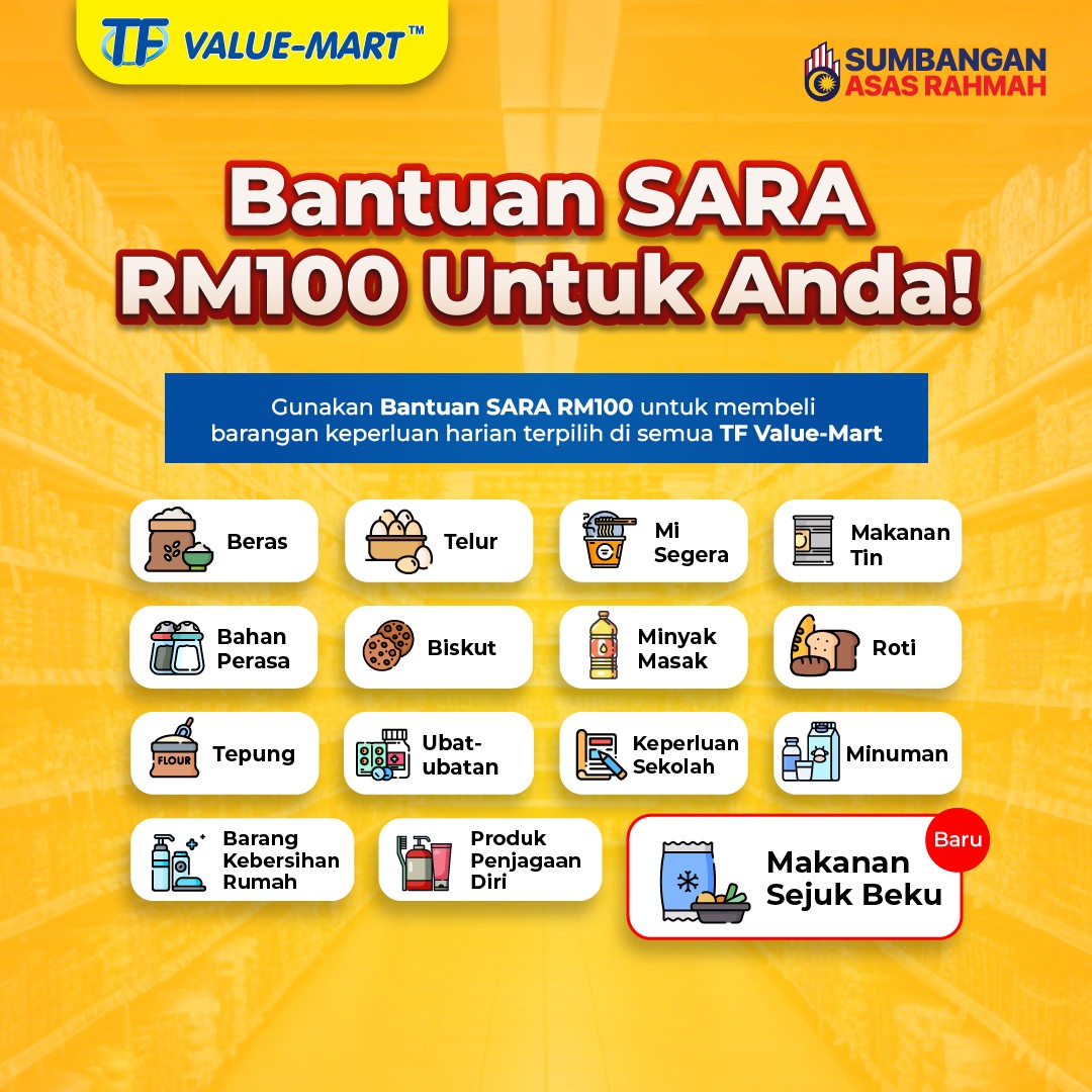 TF Value-Mart Sdn.Bhd Facebook ad: SARA One-Off is BACK!