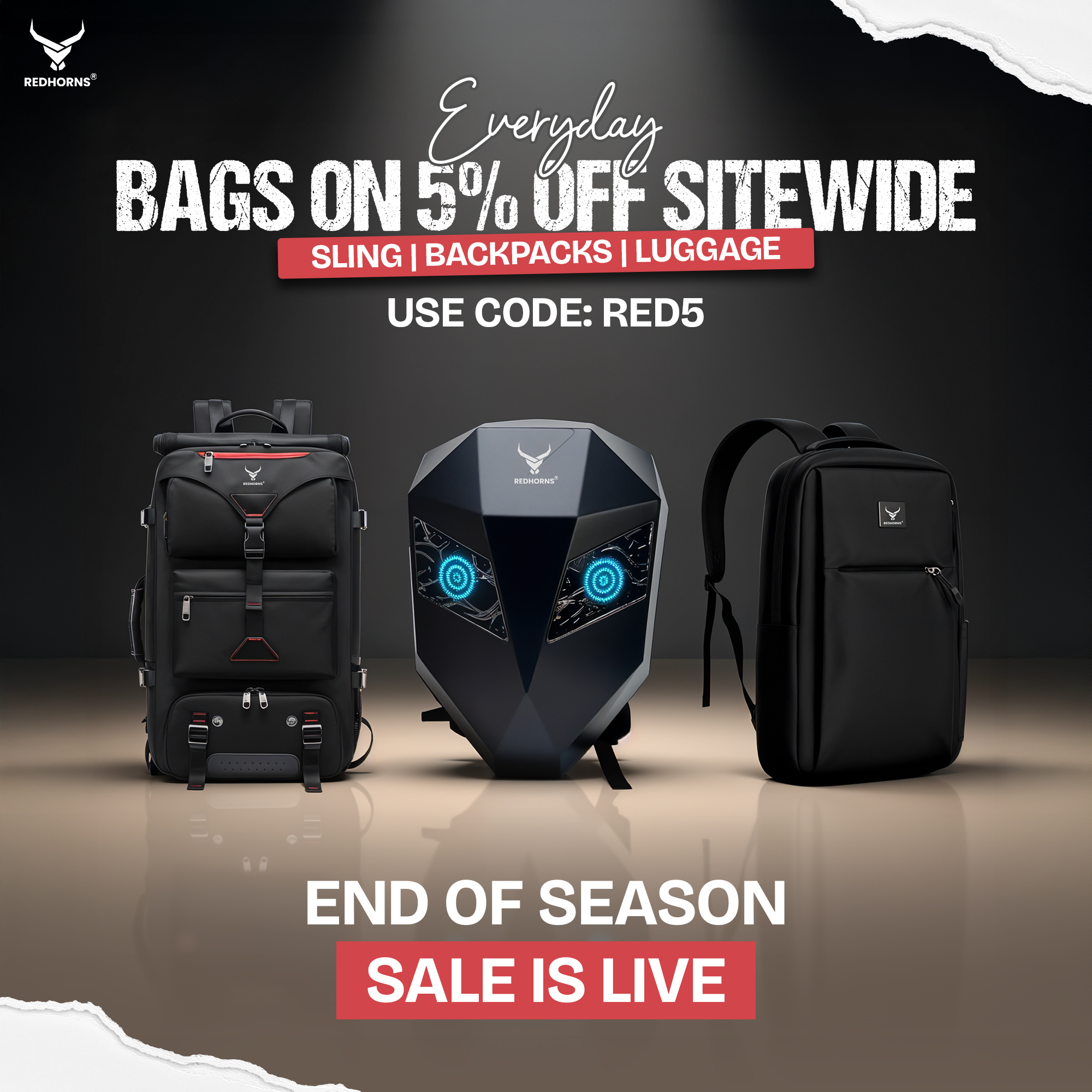 Redhorns Facebook ad: End Of Season Sale LIVE