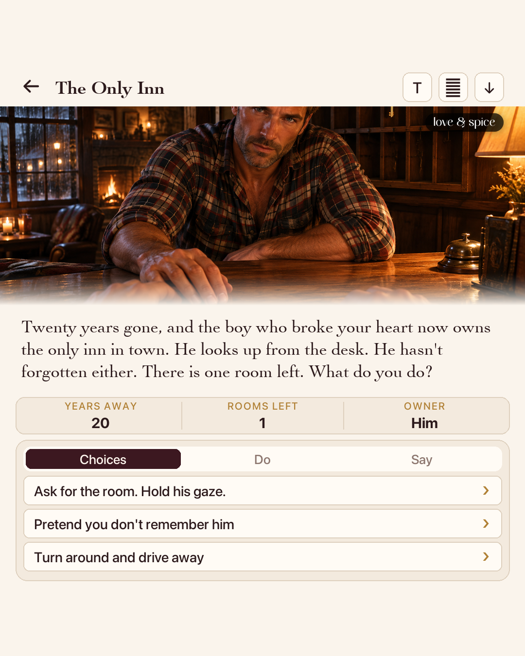 Love & Spice Facebook ad: Start Your Interactive Romance