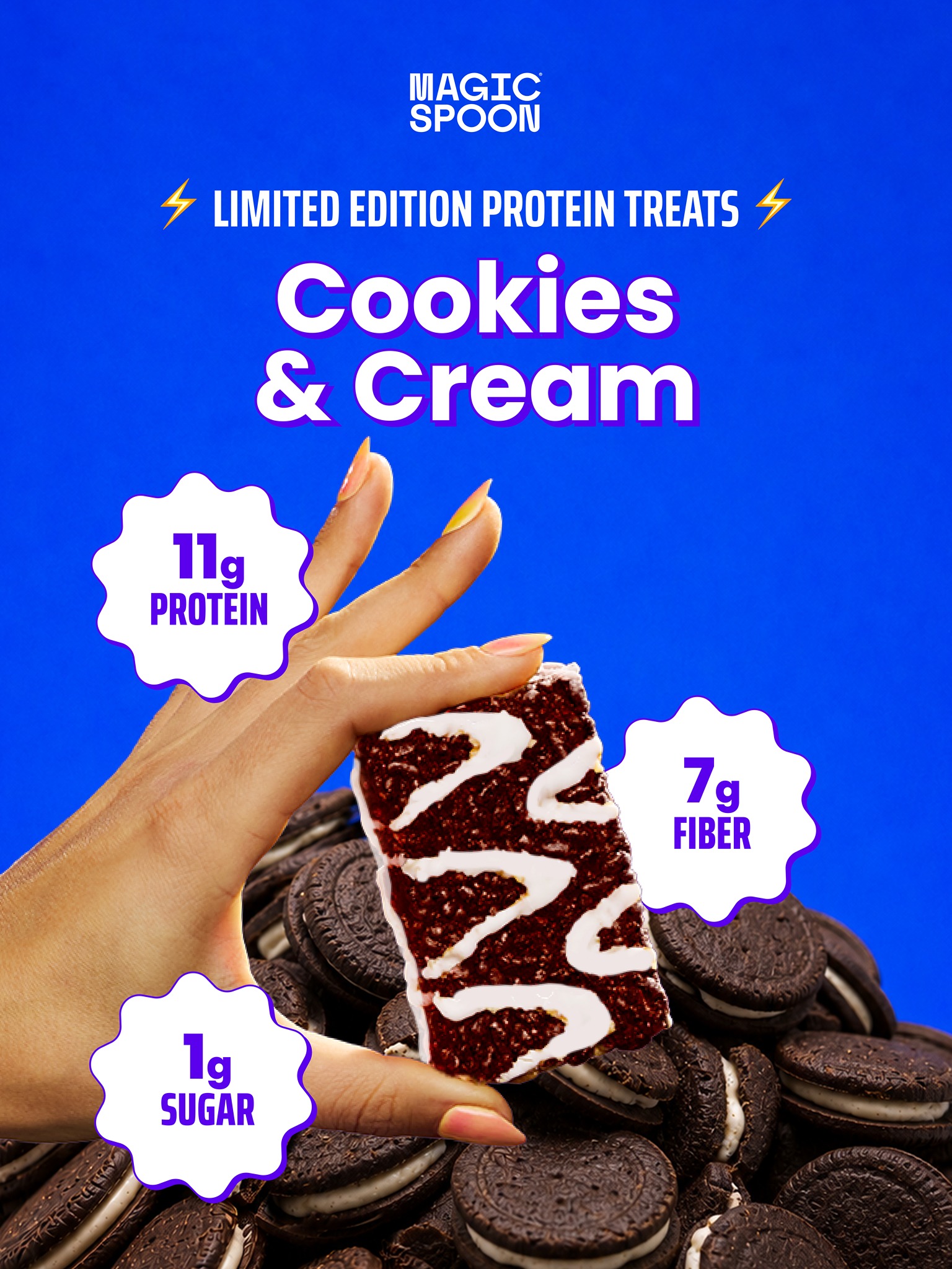 Magic Spoon Cereal Facebook ad: Limited Edition: Cookies & Cream + Cookie Dough