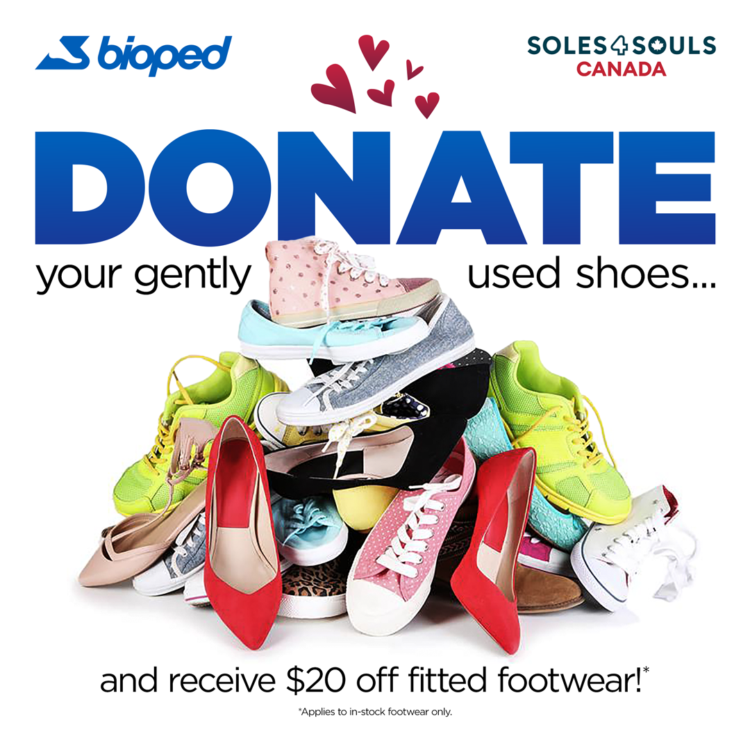 BioPed Footcare Facebook ad: Drop off your gently used shoes today!