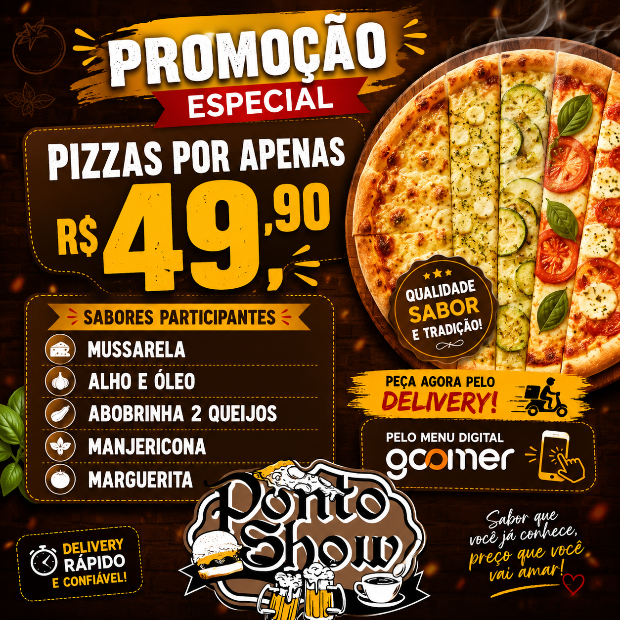 Ponto Show Buri Facebook ad: Peça Agora pelo nosso cardápio digital