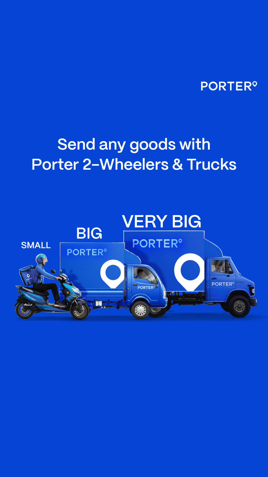Porter Facebook ad: Book Trucks, Two wheeler in 10 mins