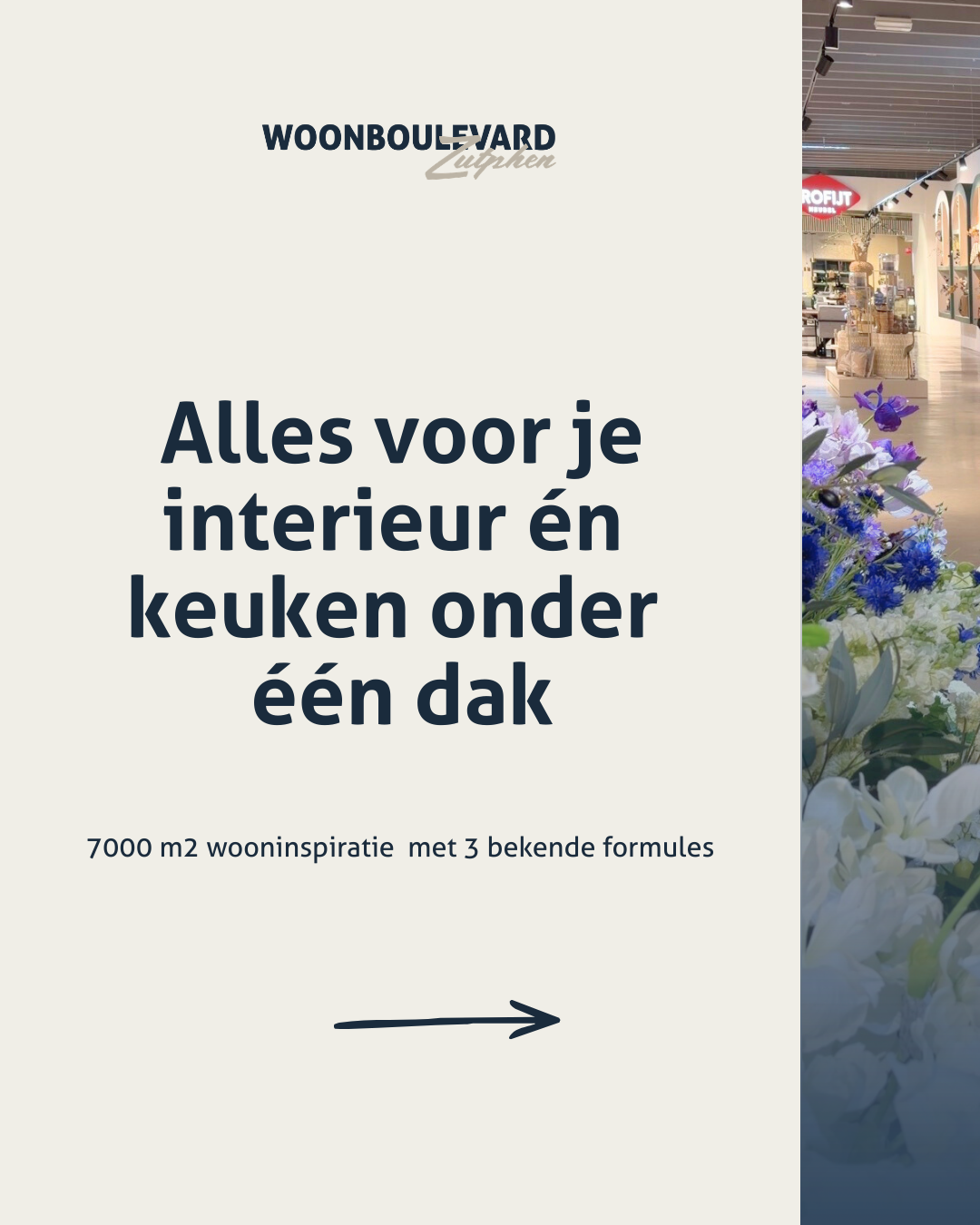 Woonboulevard Zutphen Facebook ad: Alles onder één dak voor jouw woonkamer, eetkamer…
