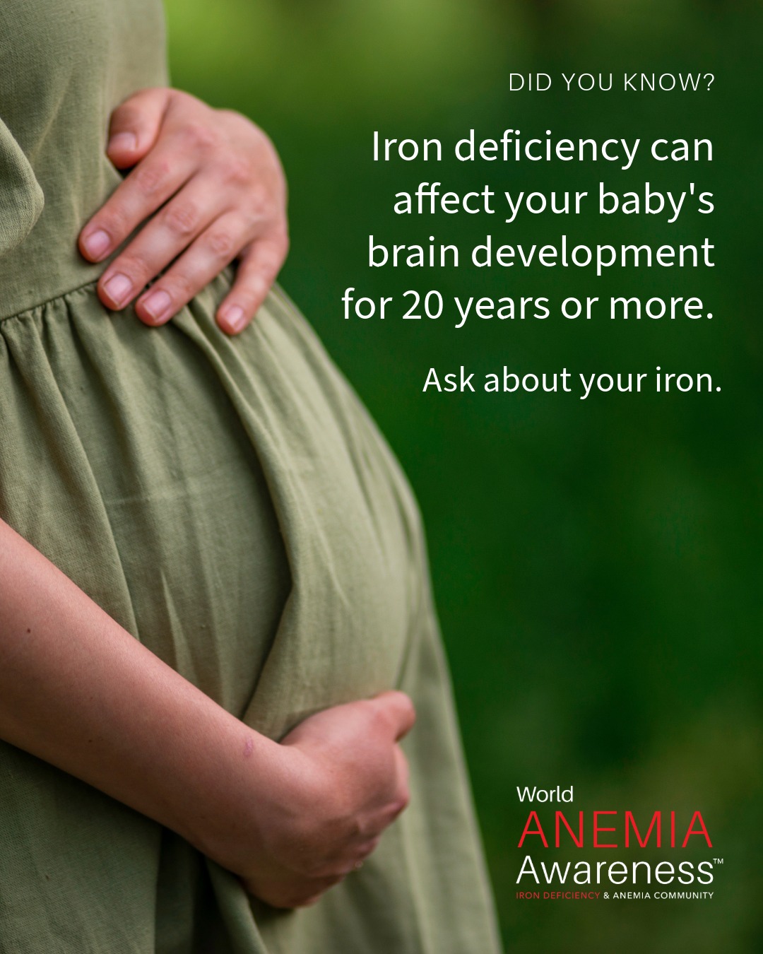 World Anemia Awareness Facebook ad: Iron deficiency during pregnancy can affect a baby's…