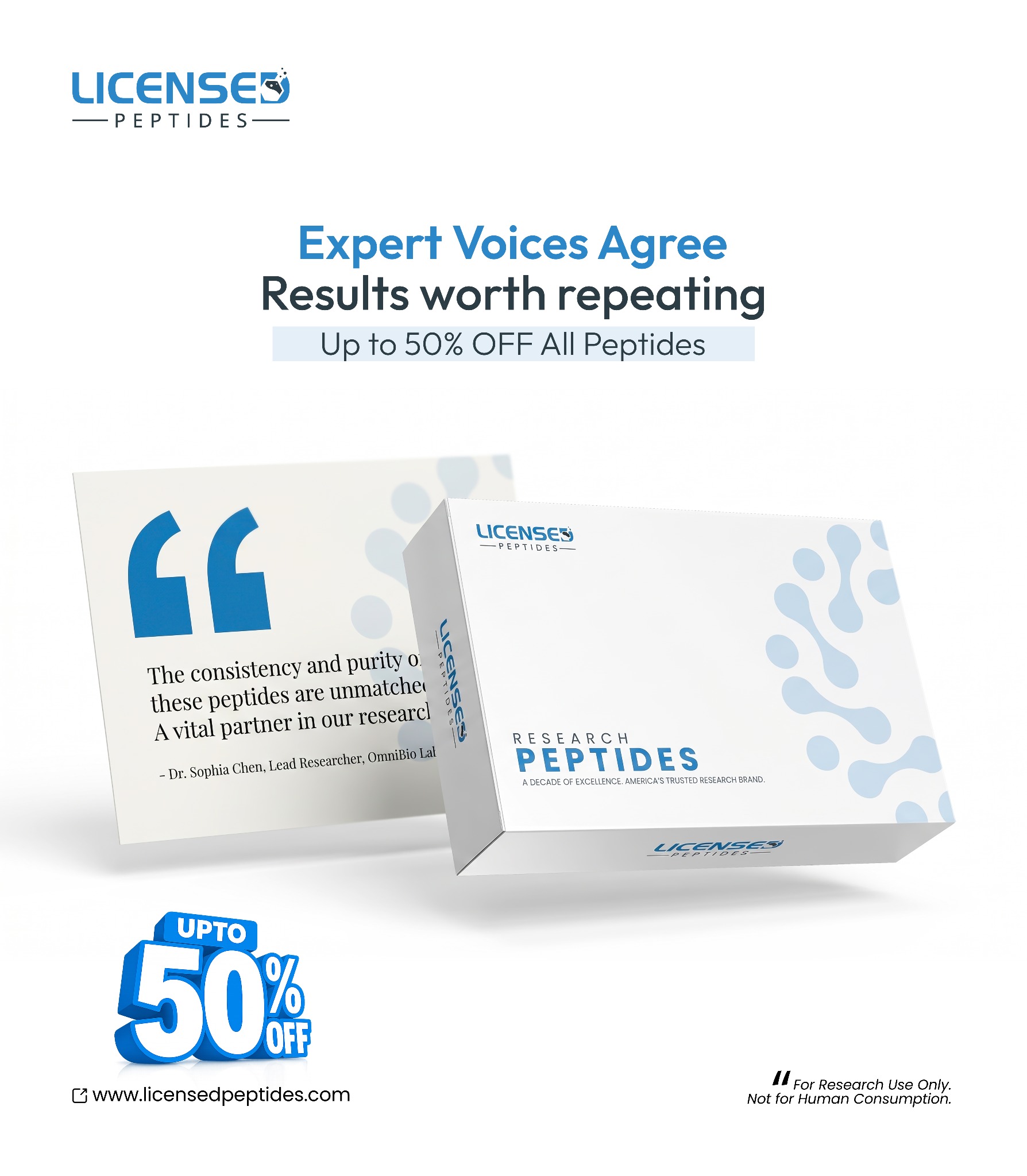 LicensedPeptides.com Facebook ad