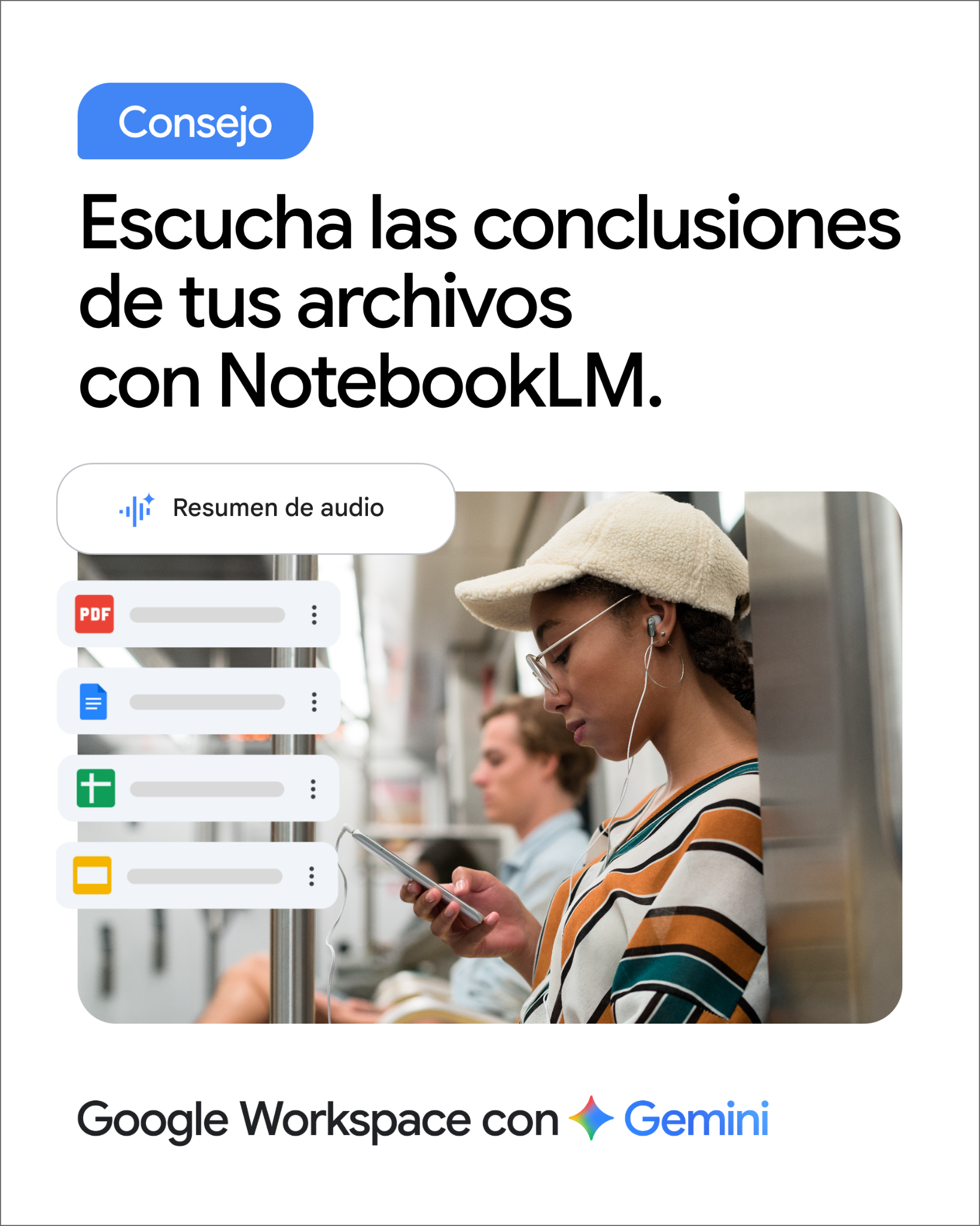 Google Workspace Facebook ad: Consulta conclusiones con NotebookLM