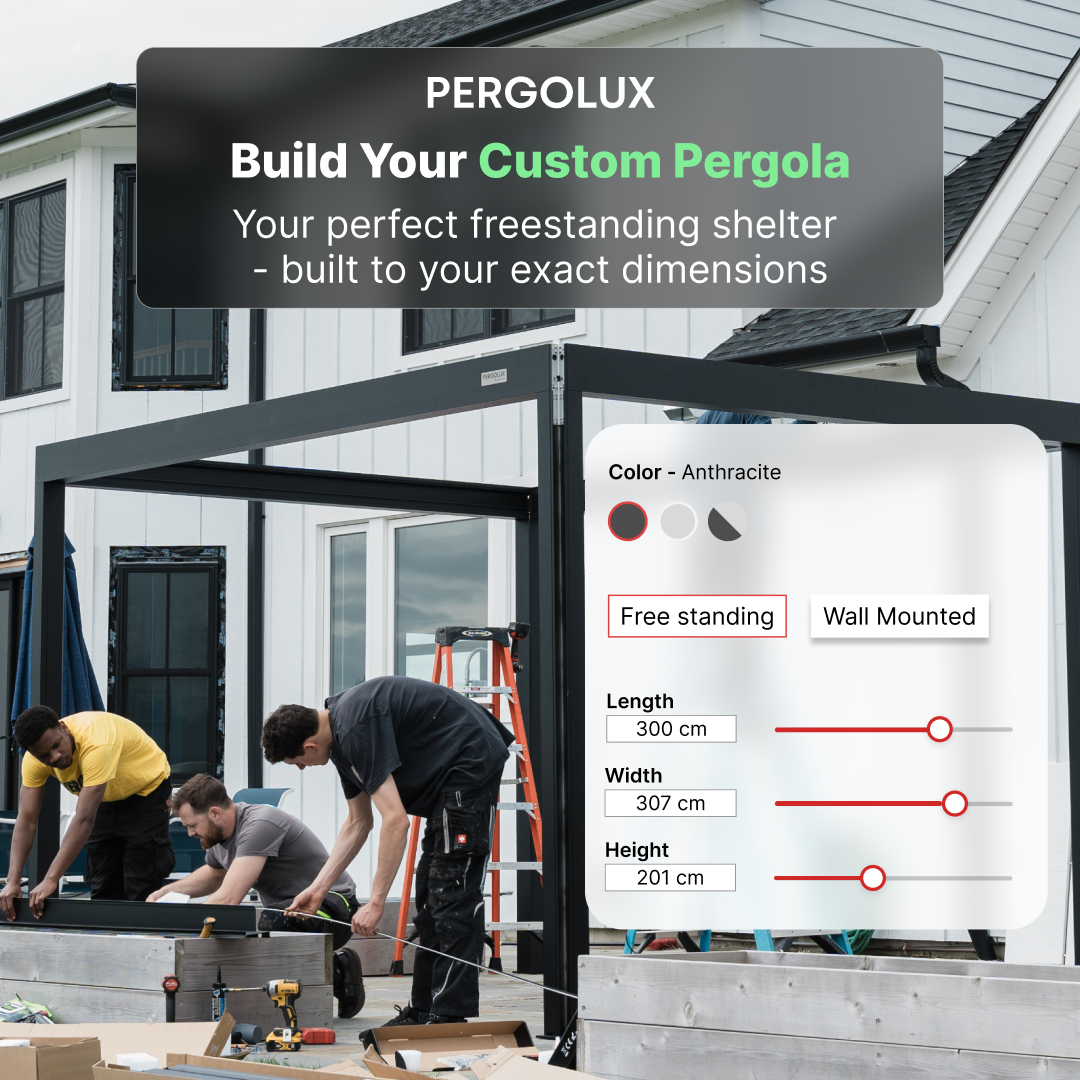 pergolux.co.uk Facebook ad: Your Garden. Your Dimensions.