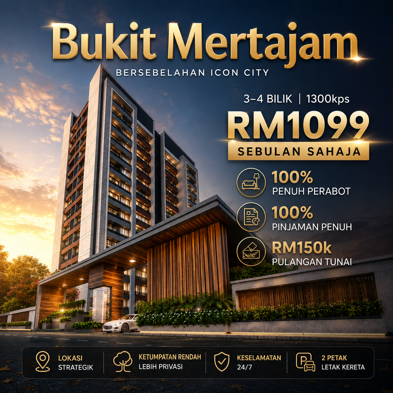 Penang Hottest Property Facebook ad: 100% Free Fully Furnished